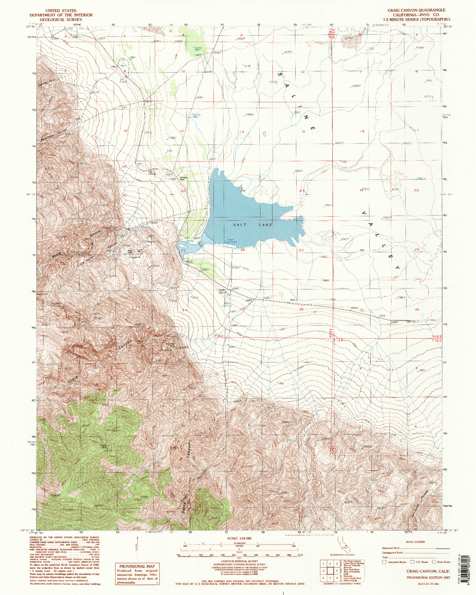 USGS 1:24000-SCALE QUADRANGLE FOR CRAIG CANYON, CA 1987