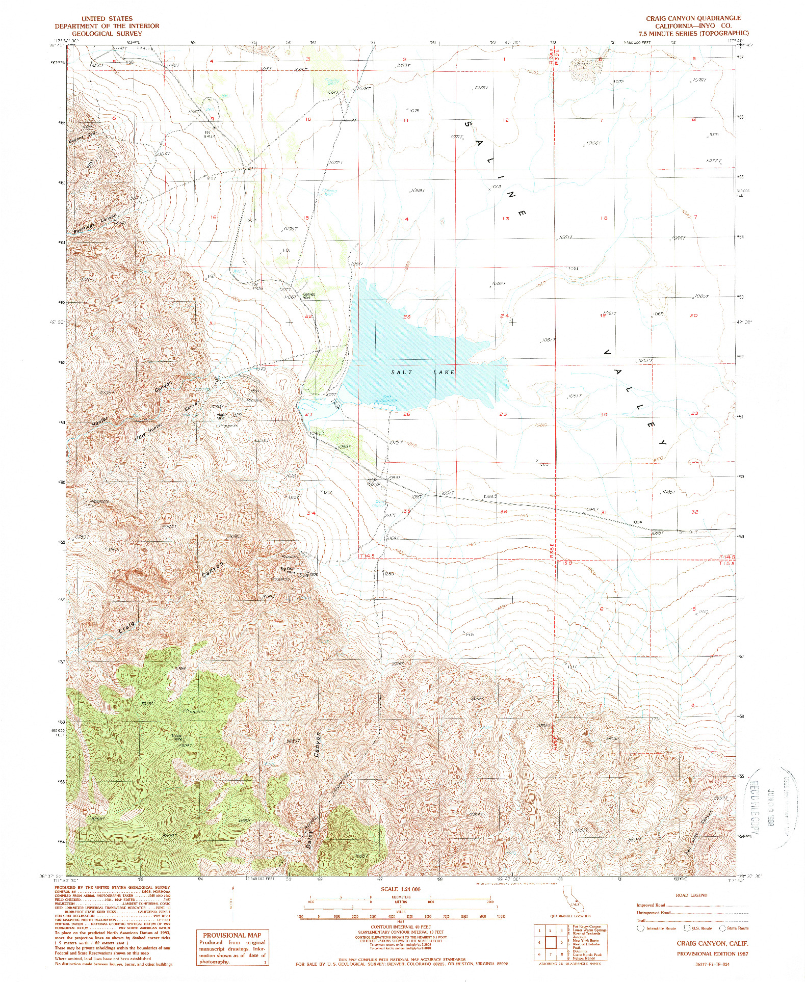 USGS 1:24000-SCALE QUADRANGLE FOR CRAIG CANYON, CA 1987