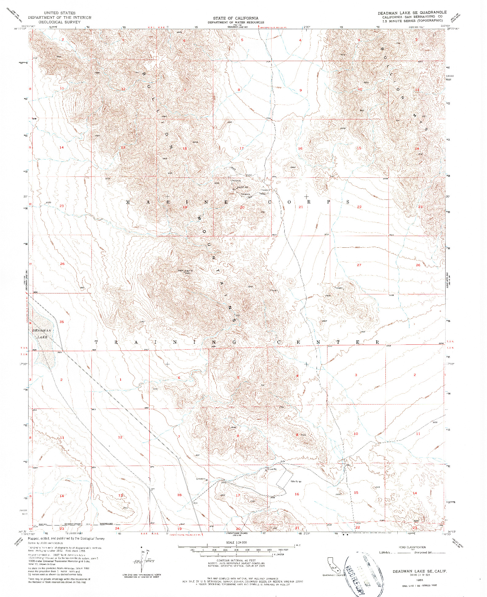 USGS 1:24000-SCALE QUADRANGLE FOR DEADMAN LAKE SE, CA 1955