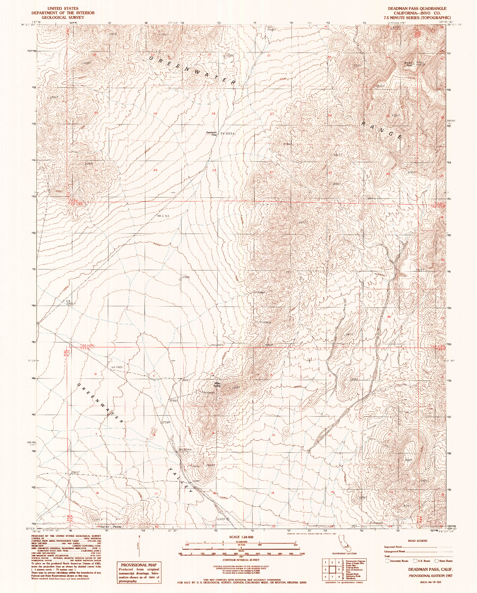 USGS 1:24000-SCALE QUADRANGLE FOR DEADMAN PASS, CA 1987