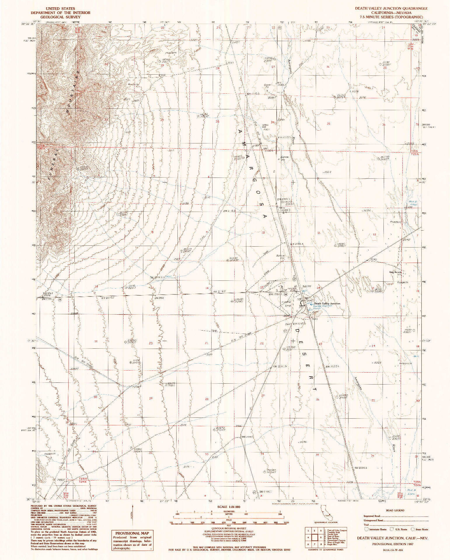 USGS 1:24000-SCALE QUADRANGLE FOR DEATH VALLEY JUNCTION, CA 1987