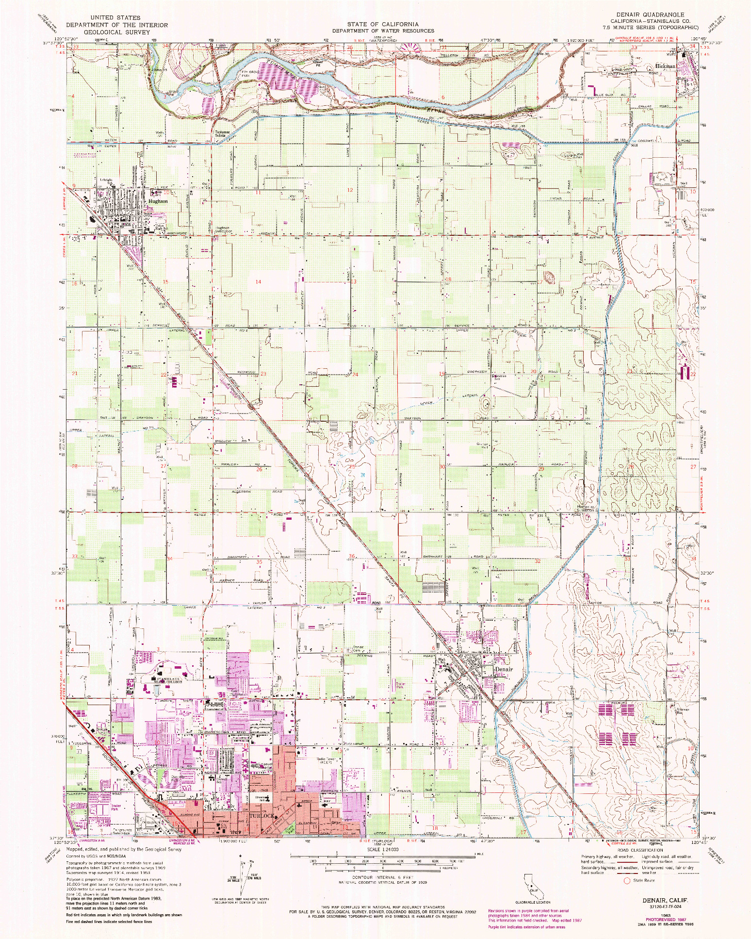USGS 1:24000-SCALE QUADRANGLE FOR DENAIR, CA 1963
