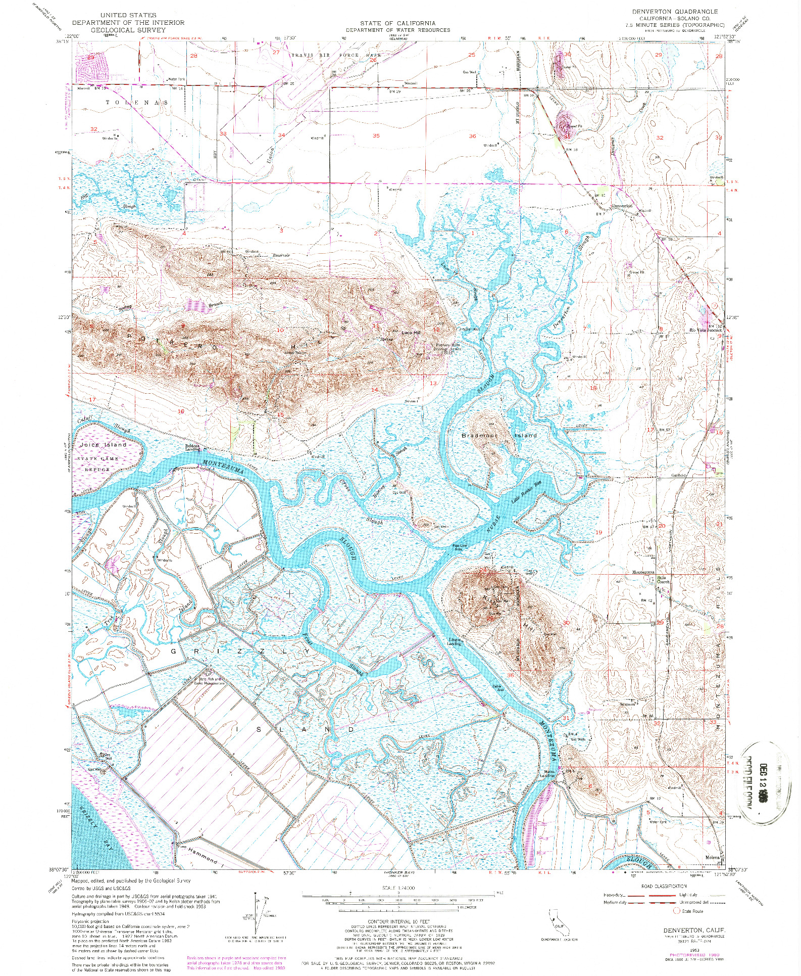 USGS 1:24000-SCALE QUADRANGLE FOR DENVERTON, CA 1953