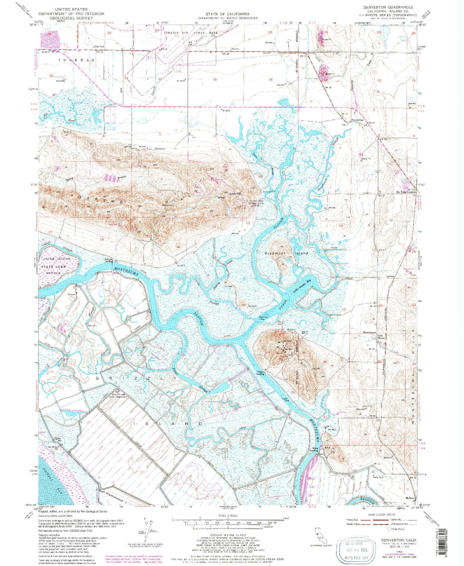 USGS 1:24000-SCALE QUADRANGLE FOR DENVERTON, CA 1980