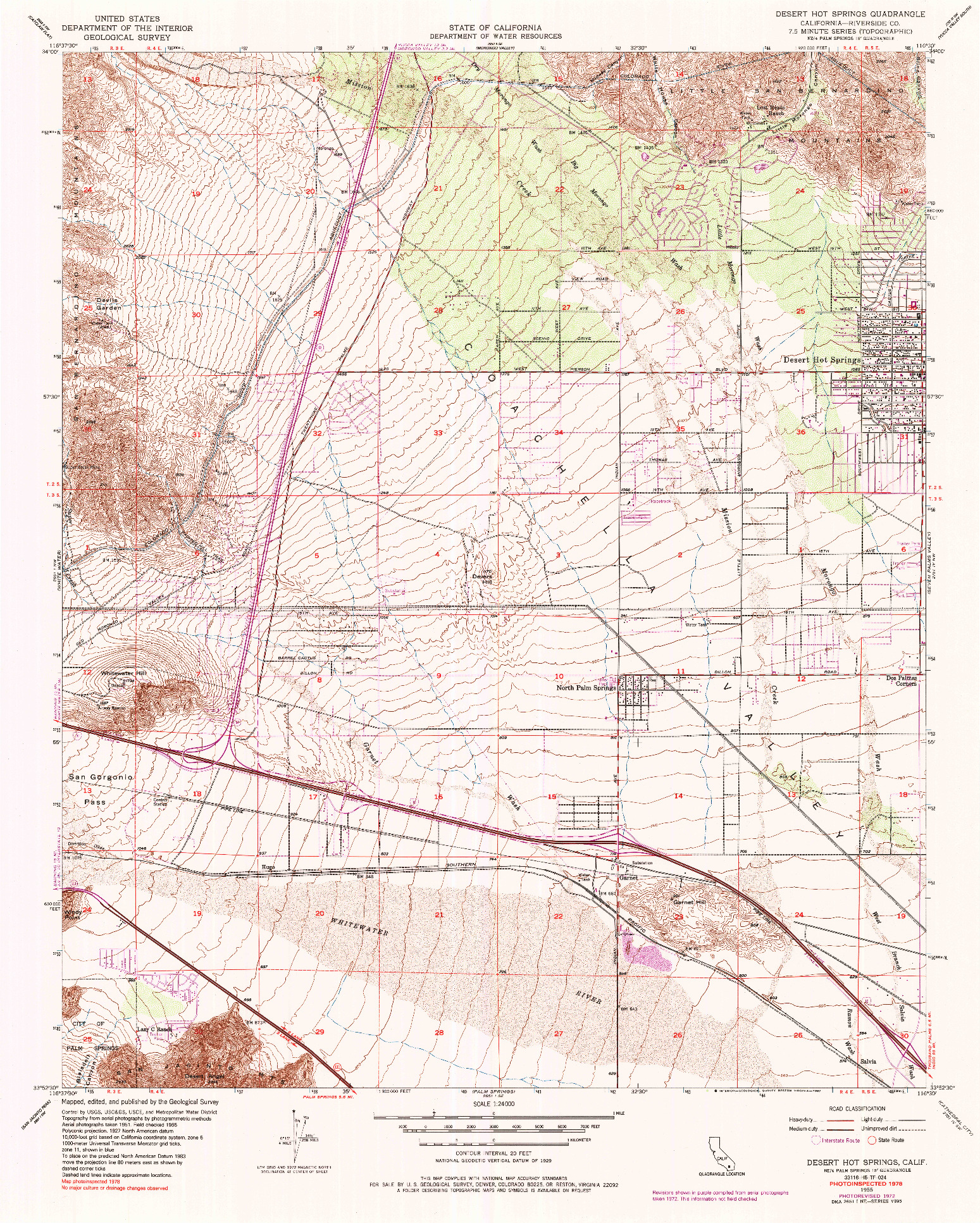 USGS 1:24000-SCALE QUADRANGLE FOR DESERT HOT SPRINGS, CA 1955