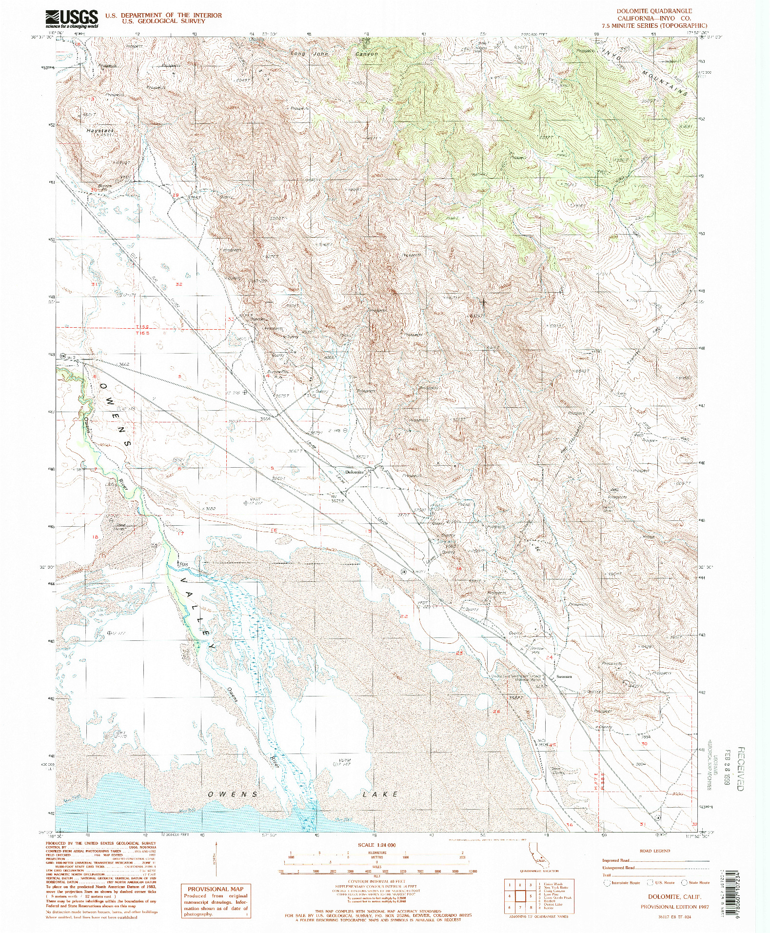 USGS 1:24000-SCALE QUADRANGLE FOR DOLOMITE, CA 1987