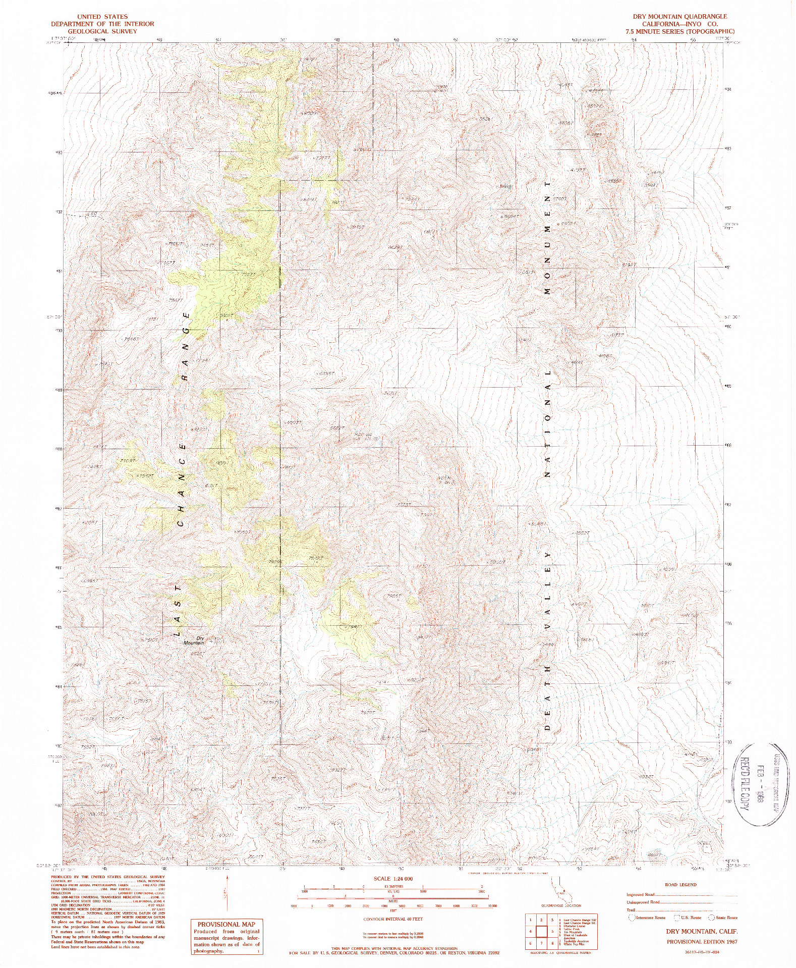 USGS 1:24000-SCALE QUADRANGLE FOR DRY MOUNTAIN, CA 1987