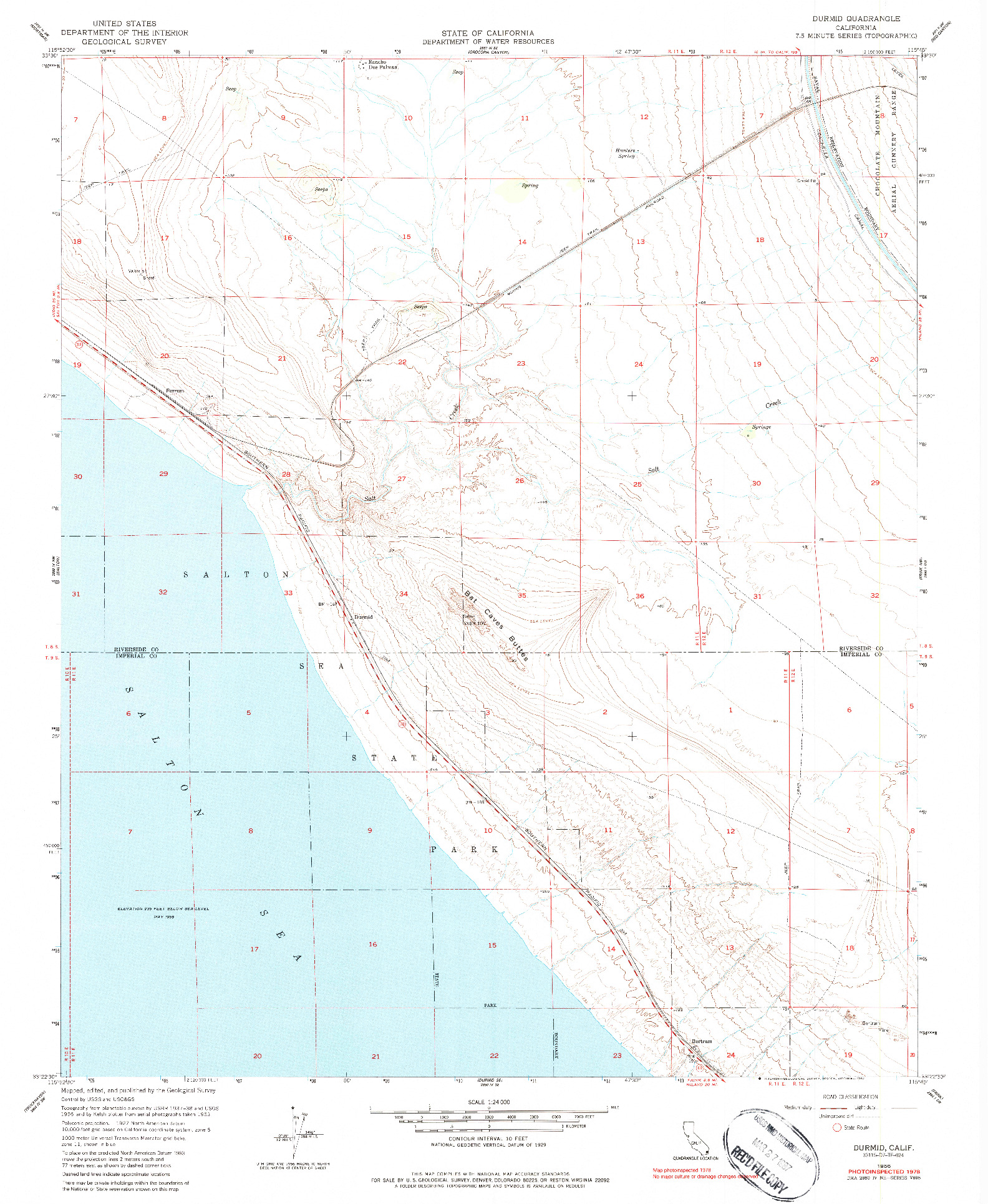 USGS 1:24000-SCALE QUADRANGLE FOR DURMID, CA 1978