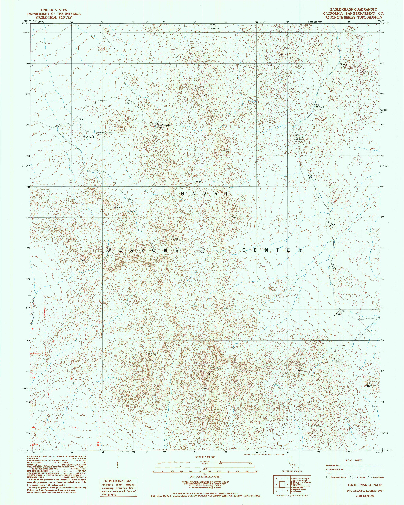 USGS 1:24000-SCALE QUADRANGLE FOR EAGLE CRAGS, CA 1987