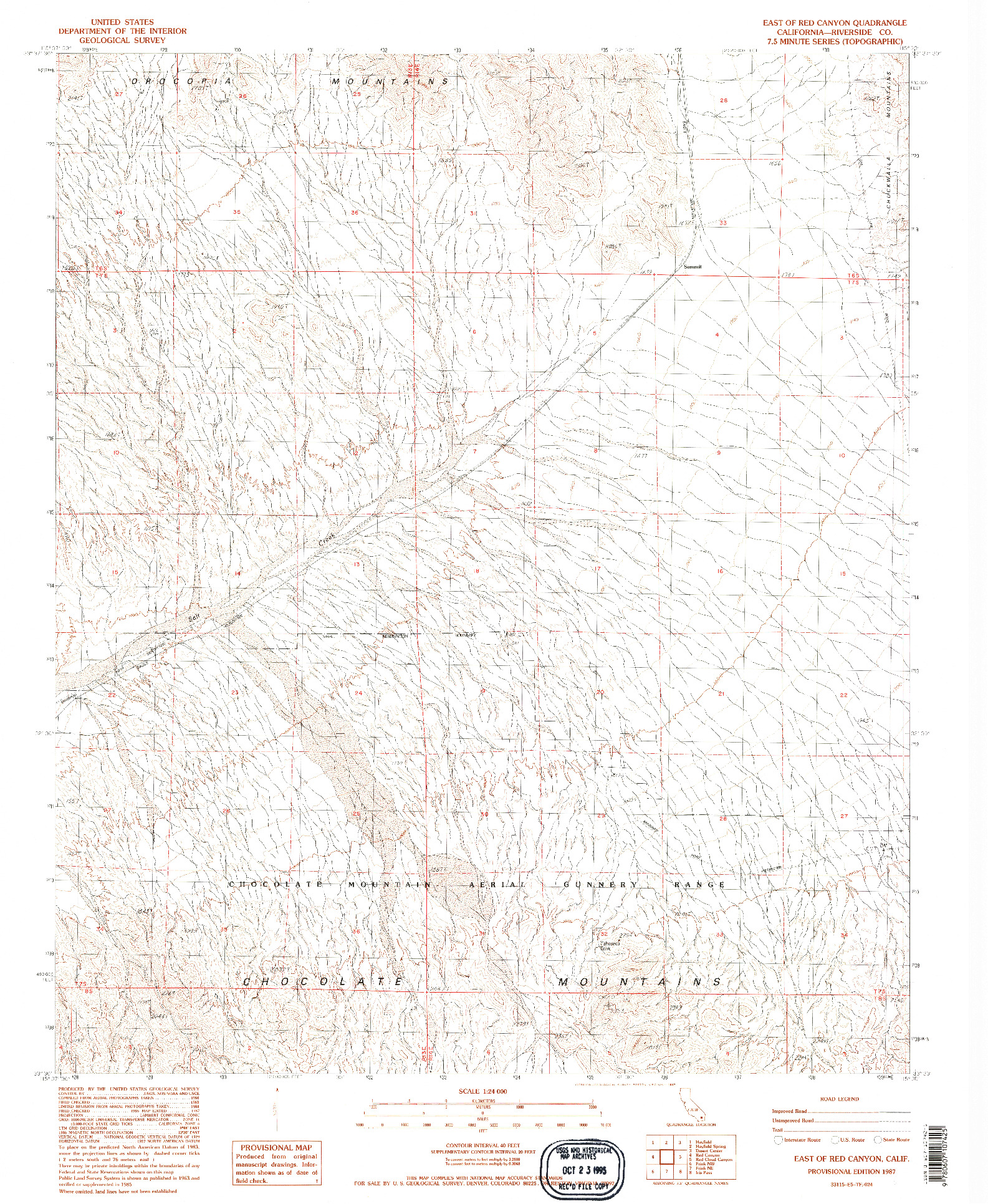 USGS 1:24000-SCALE QUADRANGLE FOR EAST OF RED CANYON, CA 1987