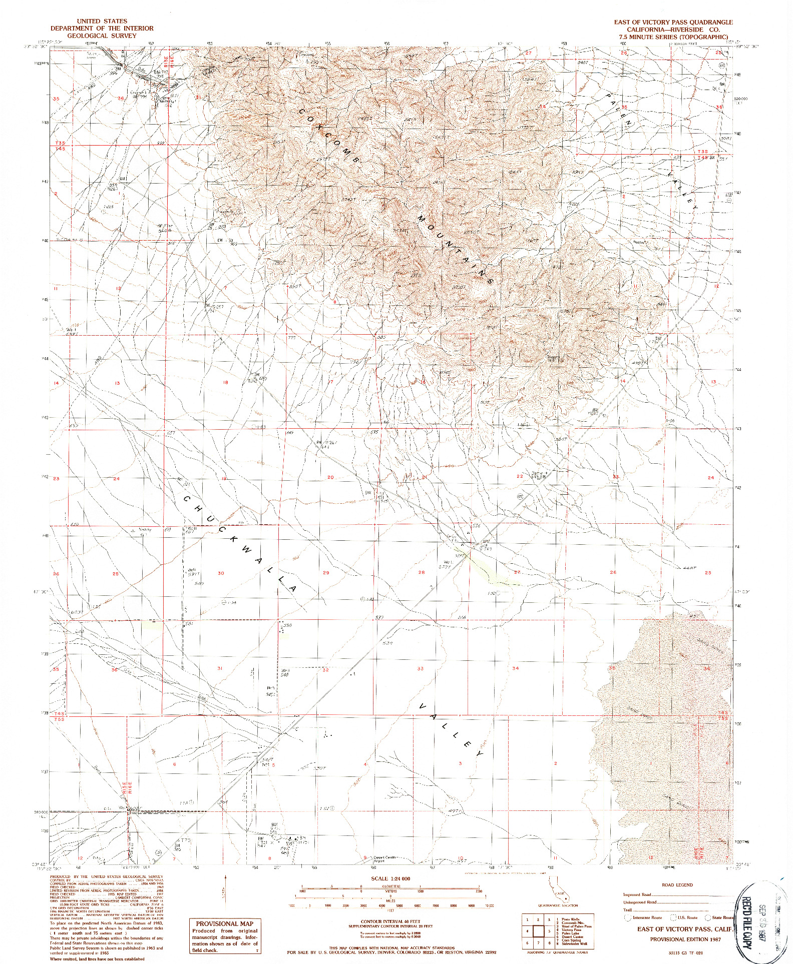 USGS 1:24000-SCALE QUADRANGLE FOR EAST OF VICTORY PASS, CA 1987