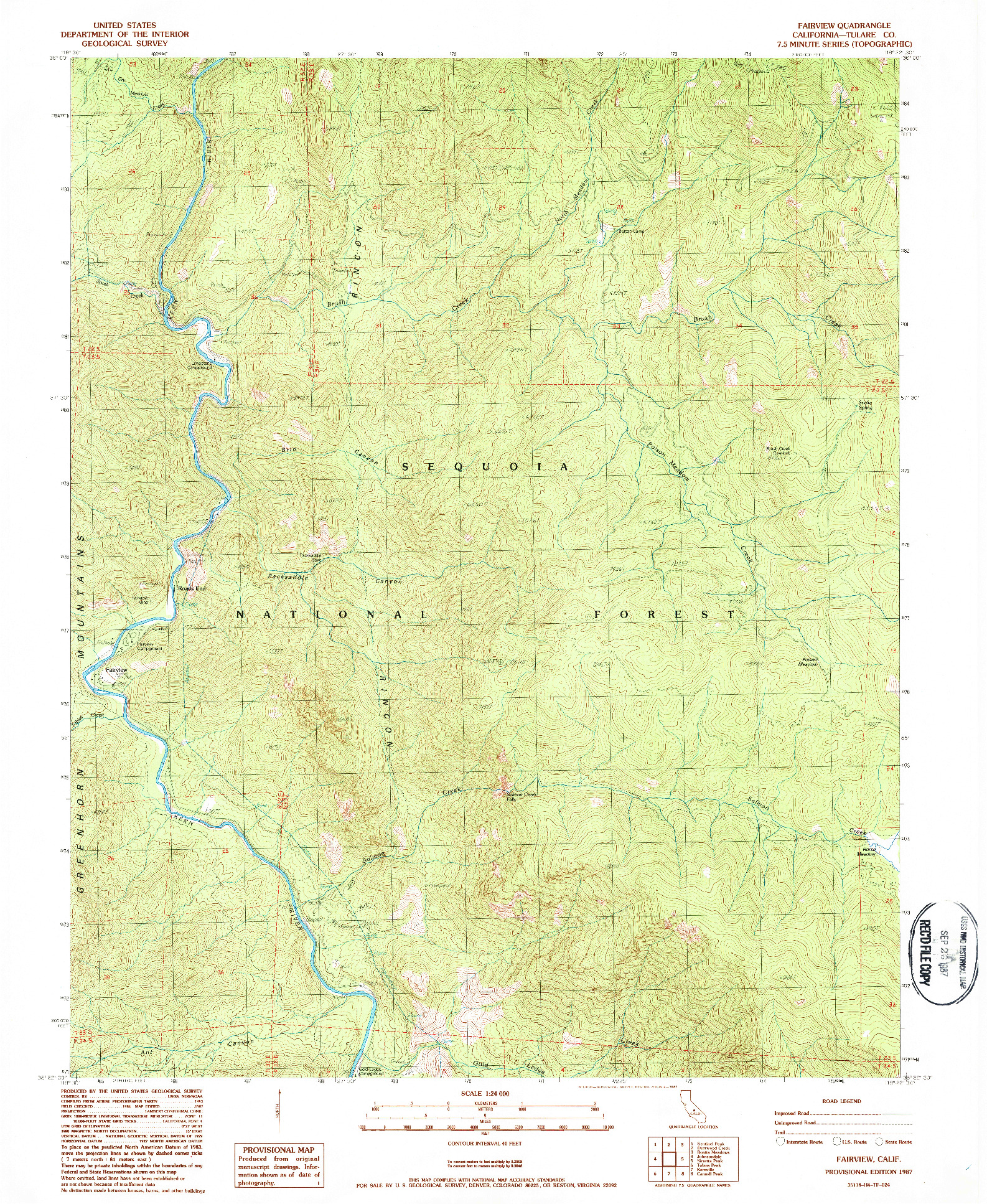 USGS 1:24000-SCALE QUADRANGLE FOR FAIRVIEW, CA 1987