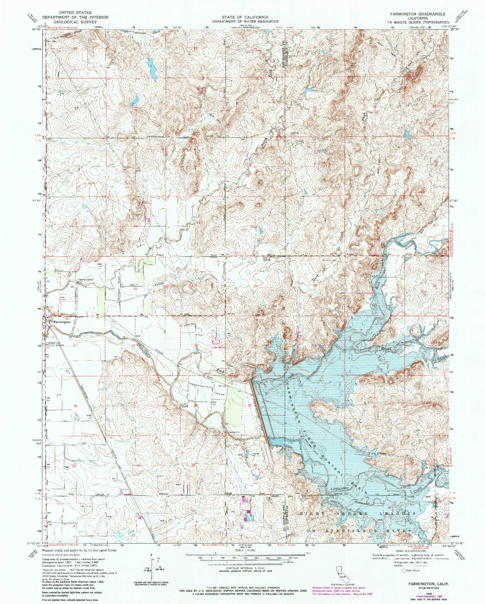 USGS 1:24000-SCALE QUADRANGLE FOR FARMINGTON, CA 1968