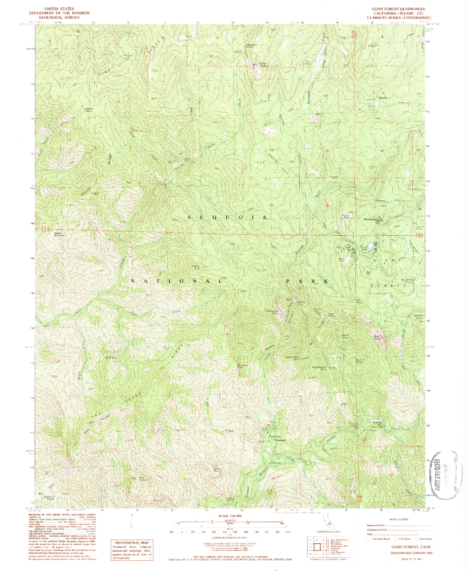 USGS 1:24000-SCALE QUADRANGLE FOR GIANT FOREST, CA 1987