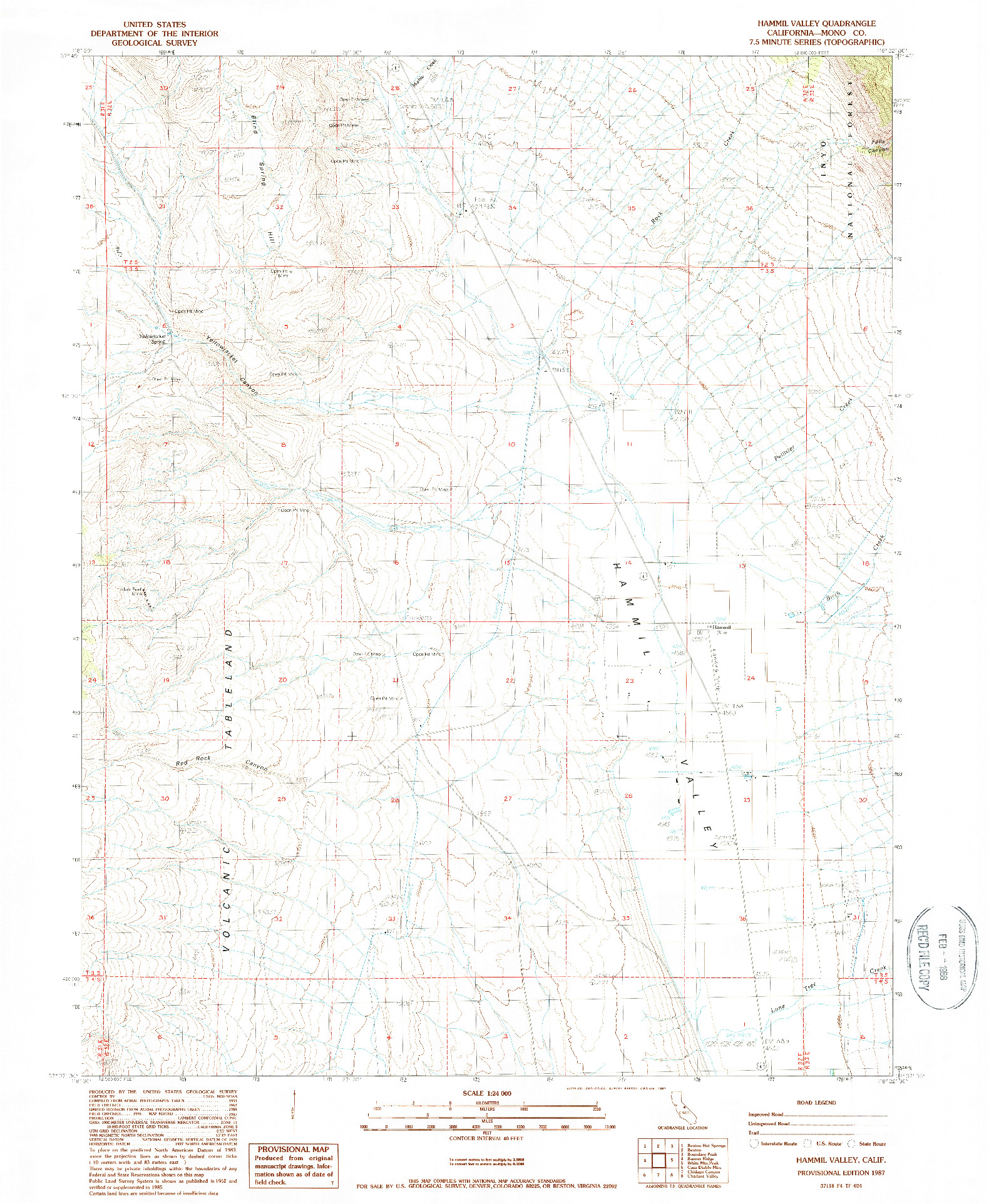 USGS 1:24000-SCALE QUADRANGLE FOR HAMMIL VALLEY, CA 1987