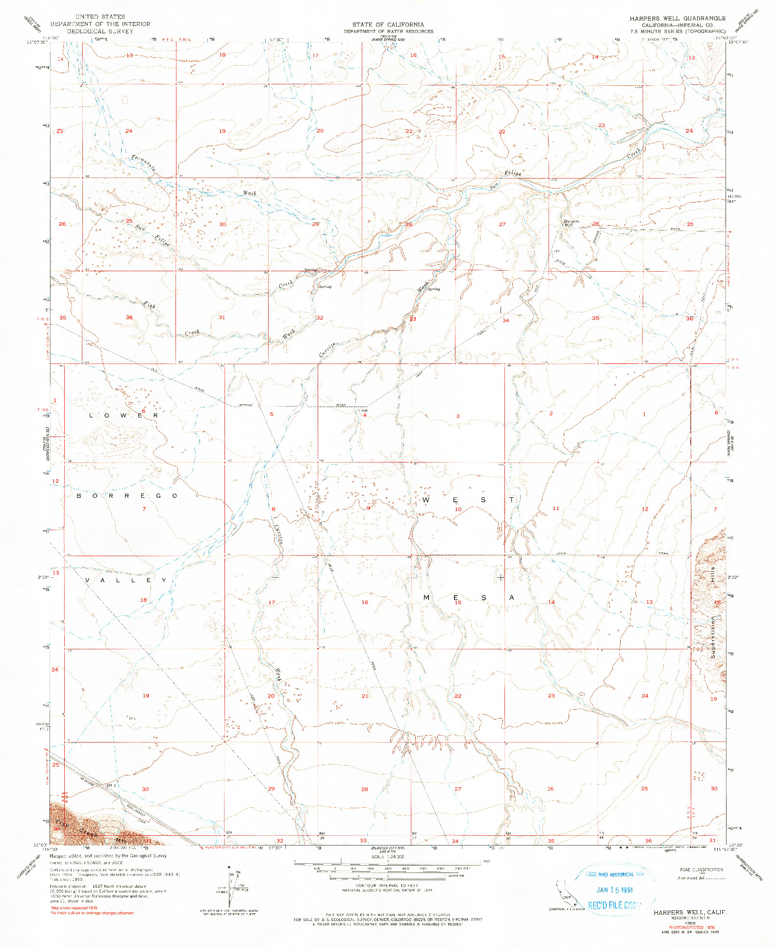 USGS 1:24000-SCALE QUADRANGLE FOR HARPERS WELL, CA 1959