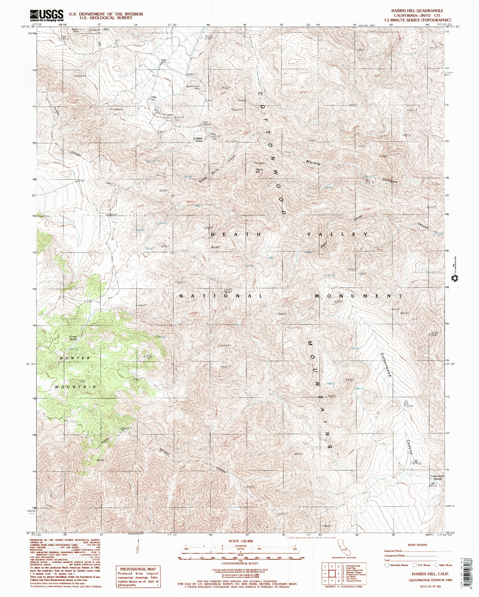 USGS 1:24000-SCALE QUADRANGLE FOR HARRIS HILL, CA 1986