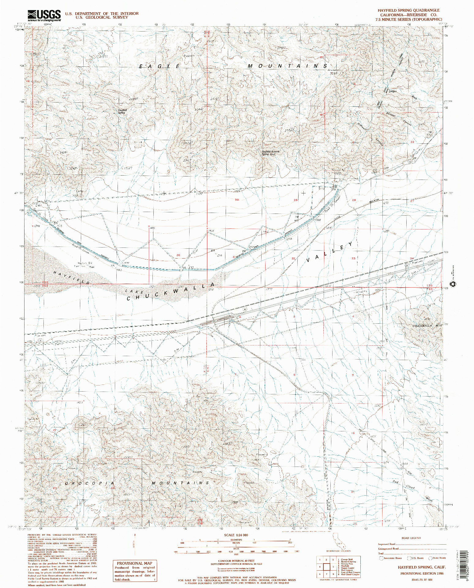 USGS 1:24000-SCALE QUADRANGLE FOR HAYFIELD SPRING, CA 1986