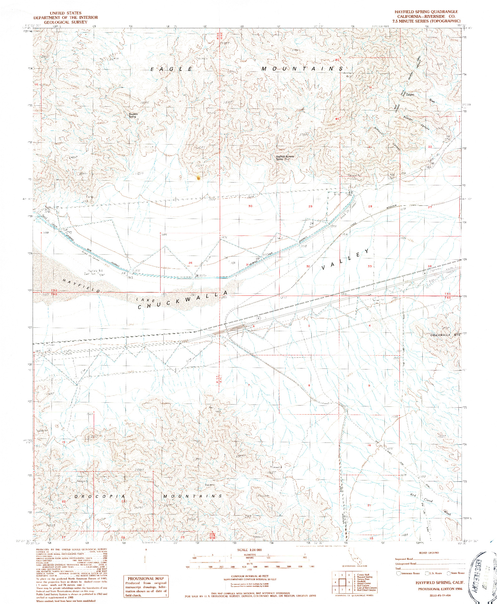 USGS 1:24000-SCALE QUADRANGLE FOR HAYFIELD SPRING, CA 1986
