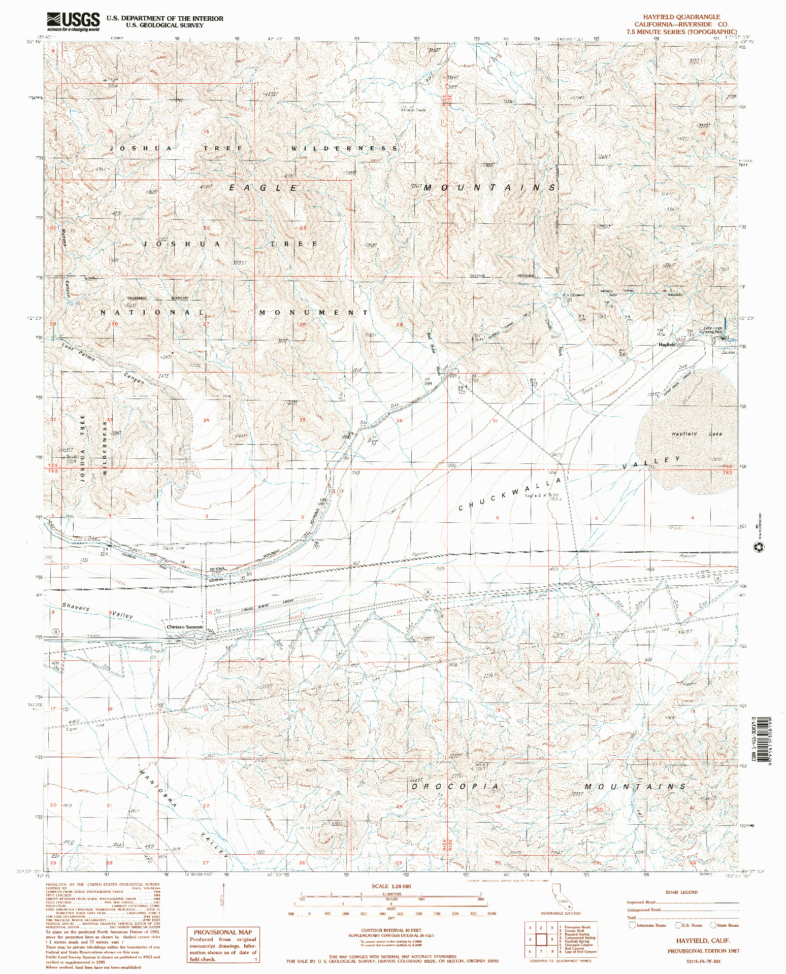 USGS 1:24000-SCALE QUADRANGLE FOR HAYFIELD, CA 1987