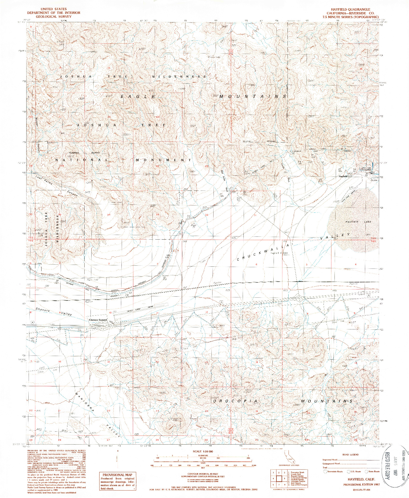 USGS 1:24000-SCALE QUADRANGLE FOR HAYFIELD, CA 1987