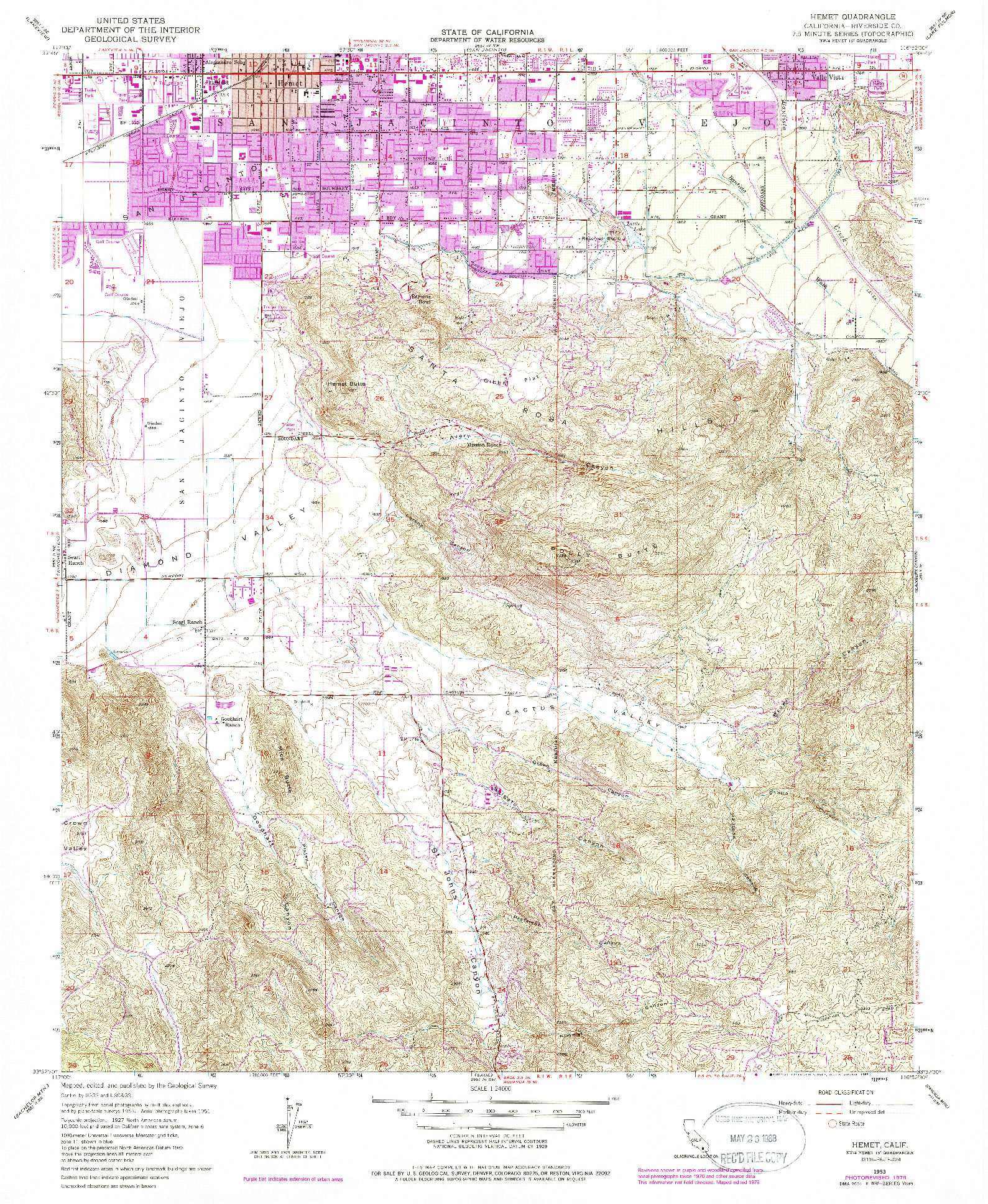 USGS 1:24000-SCALE QUADRANGLE FOR HEMET, CA 1953