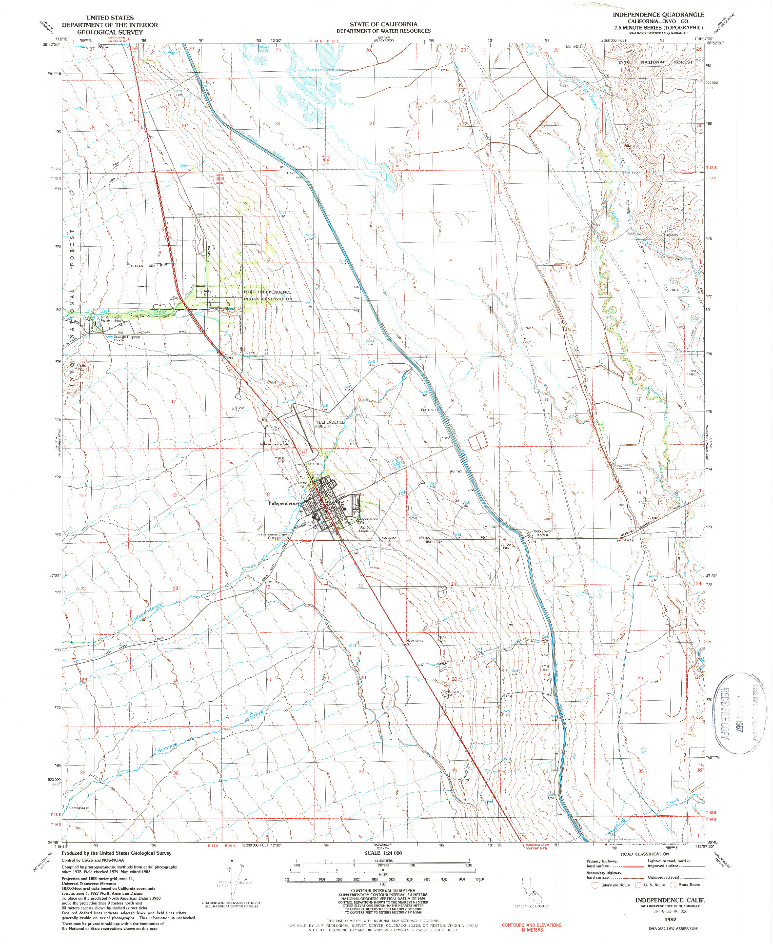 USGS 1:24000-SCALE QUADRANGLE FOR INDEPENDENCE, CA 1982