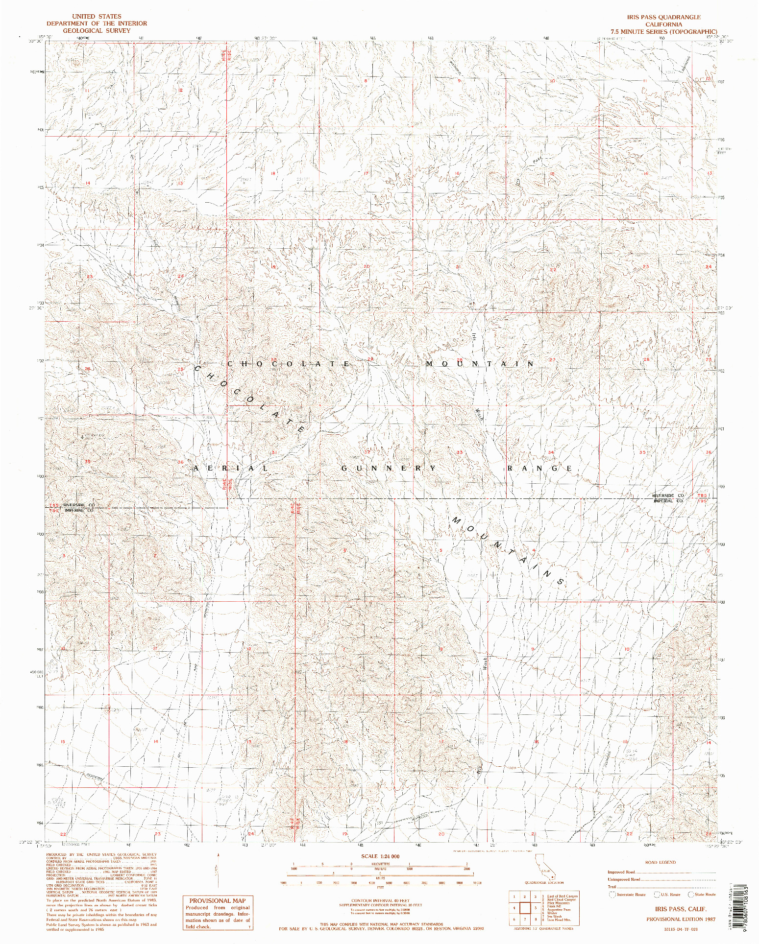 USGS 1:24000-SCALE QUADRANGLE FOR IRIS PASS, CA 1987