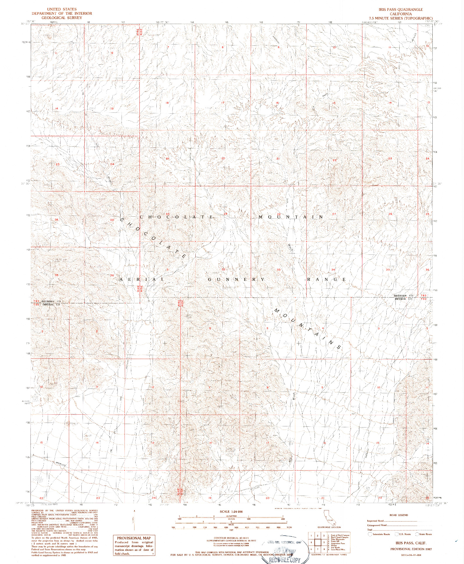 USGS 1:24000-SCALE QUADRANGLE FOR IRIS PASS, CA 1987