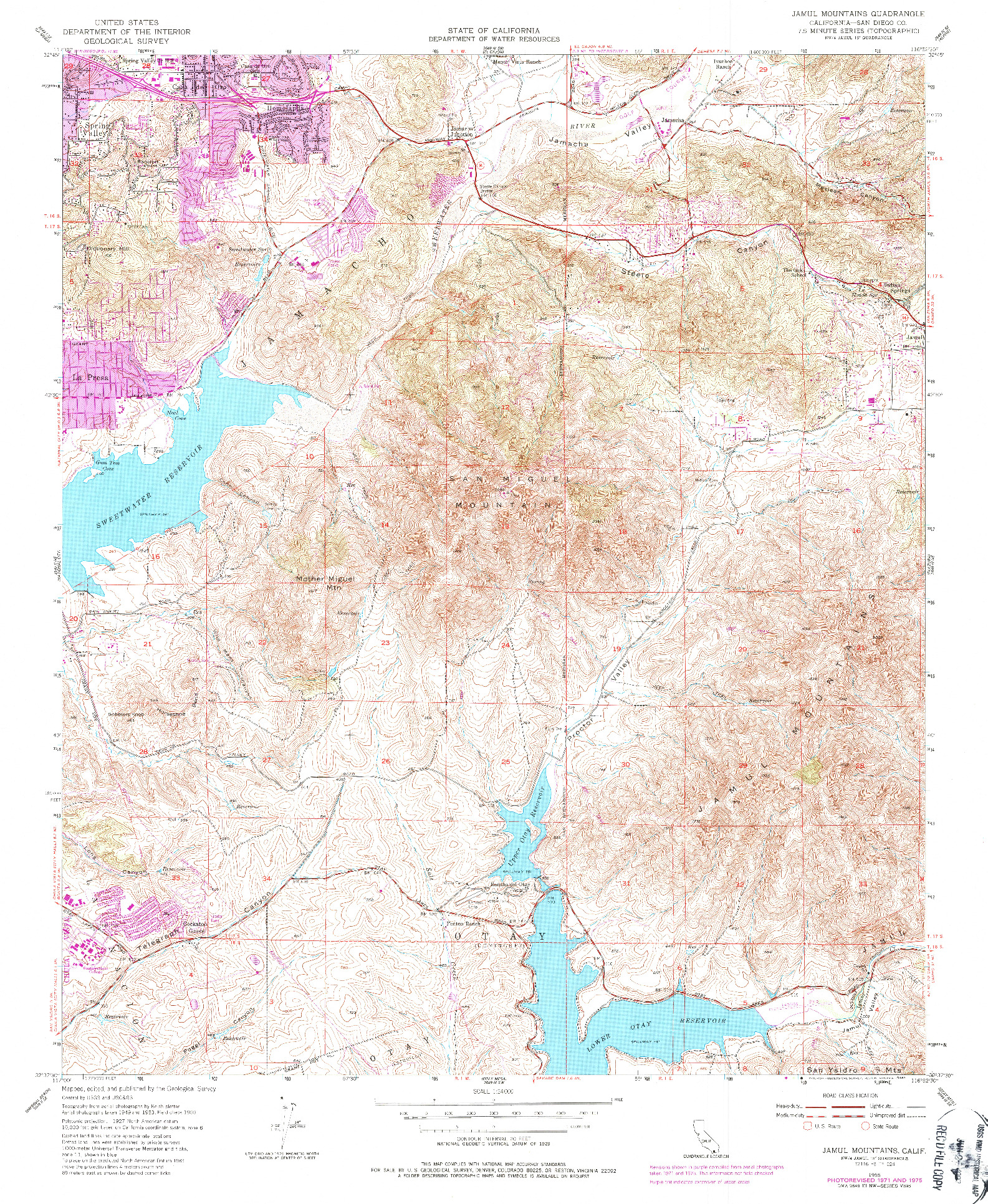 USGS 1:24000-SCALE QUADRANGLE FOR JAMUL MOUNTAINS, CA 1955