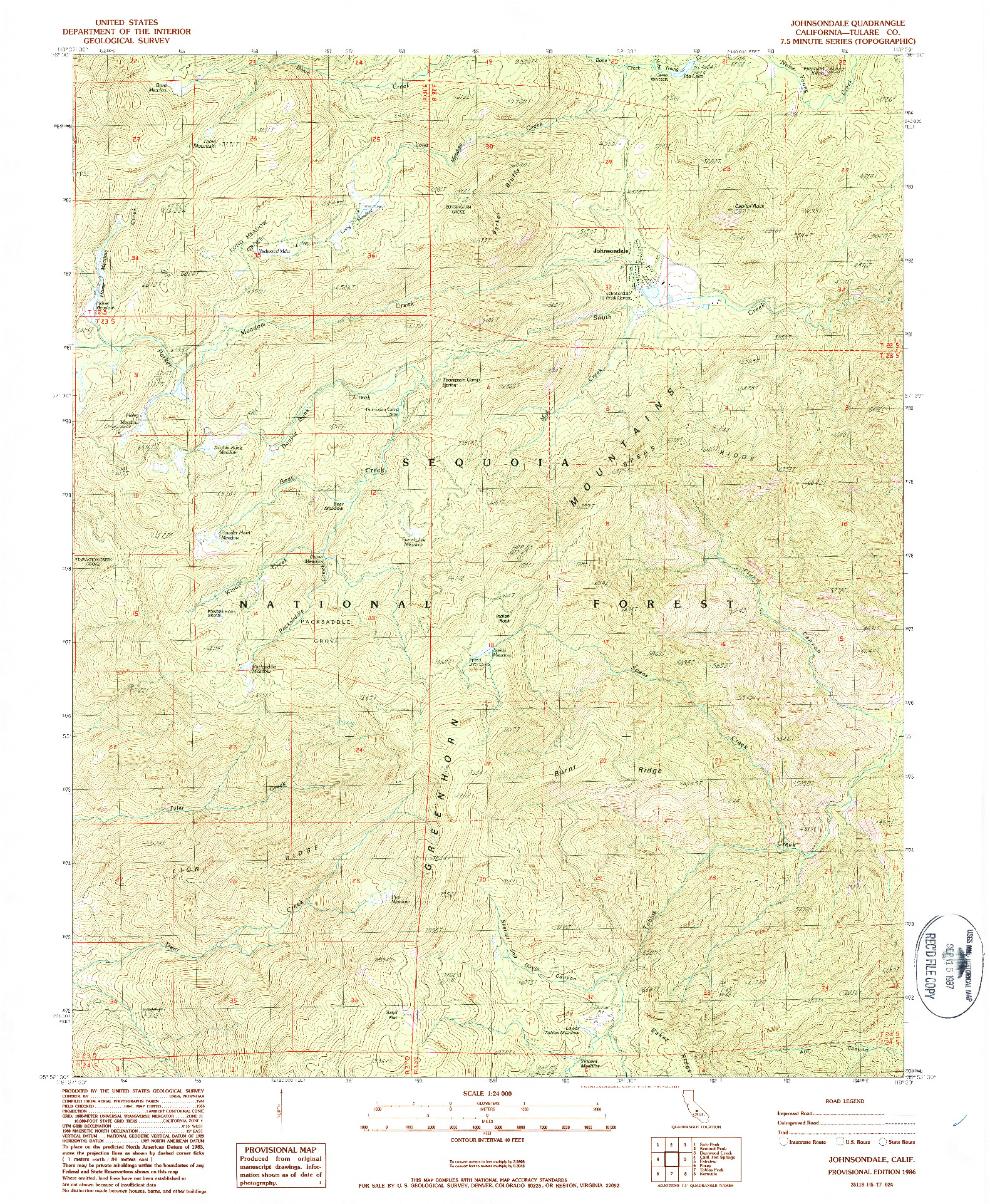 USGS 1:24000-SCALE QUADRANGLE FOR JOHNSONDALE, CA 1986
