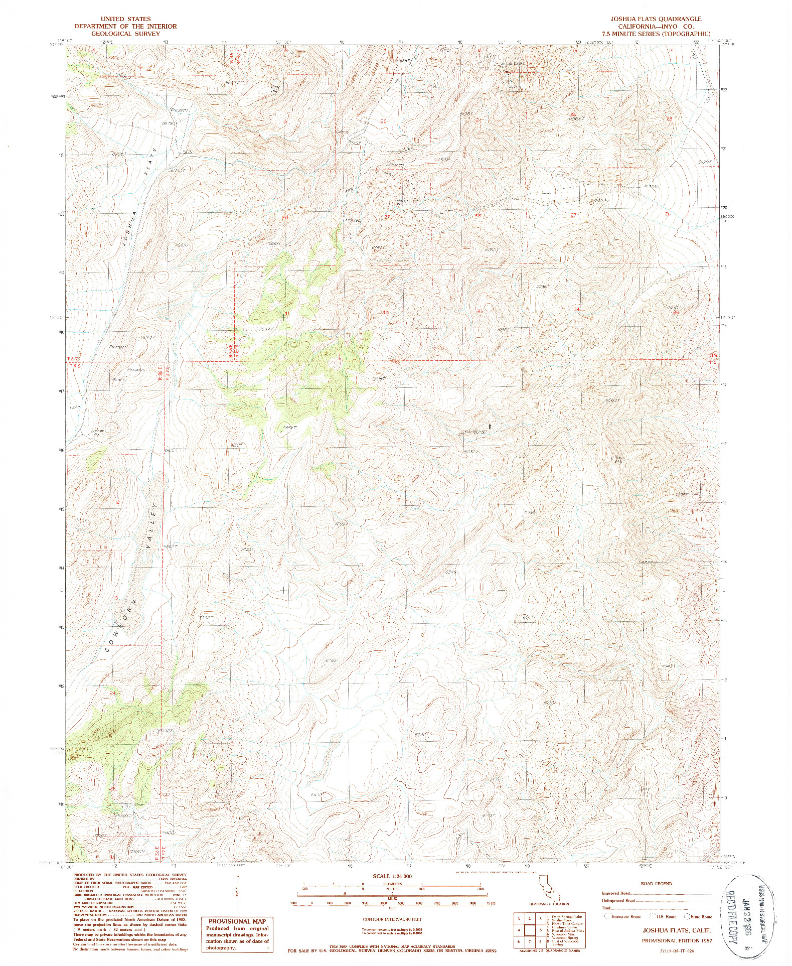 USGS 1:24000-SCALE QUADRANGLE FOR JOSHUA FLATS, CA 1987