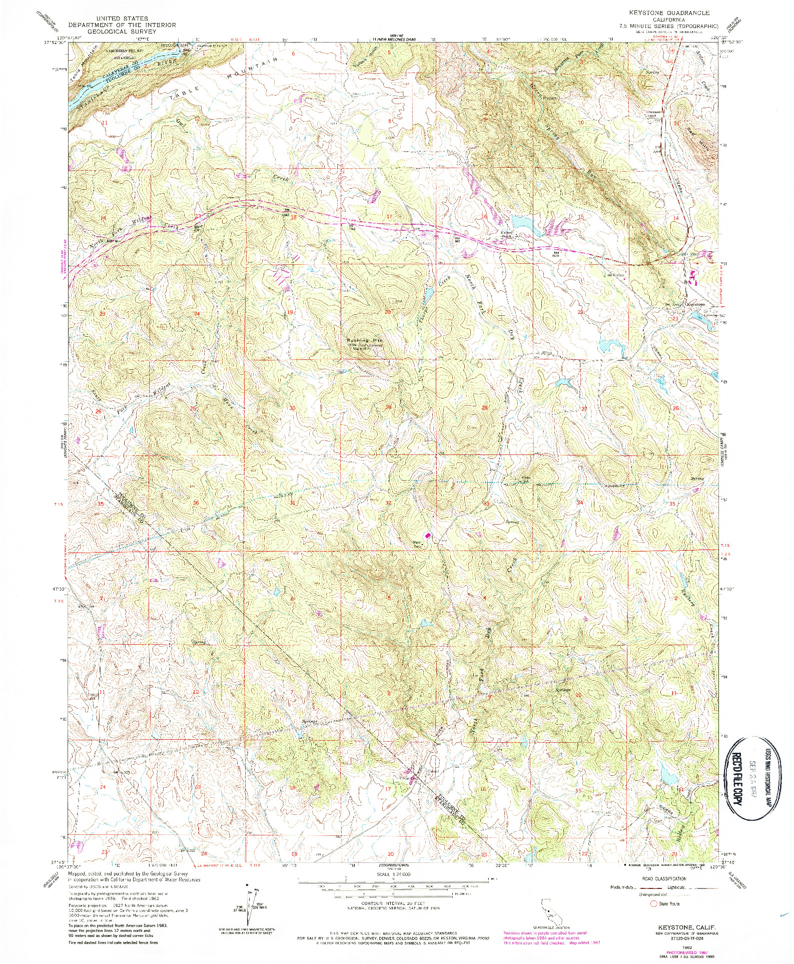 USGS 1:24000-SCALE QUADRANGLE FOR KEYSTONE, CA 1962