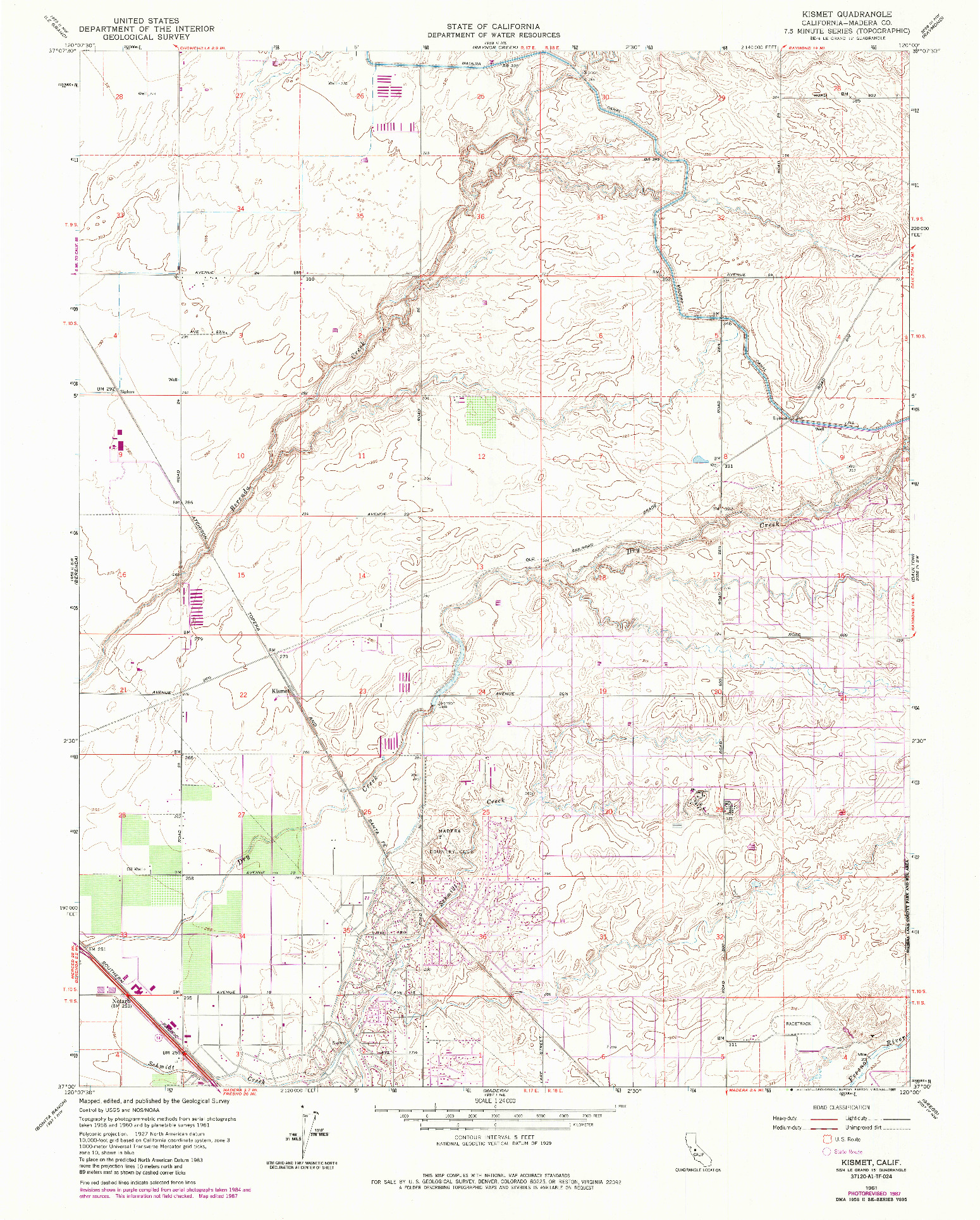 USGS 1:24000-SCALE QUADRANGLE FOR KISMET, CA 1961