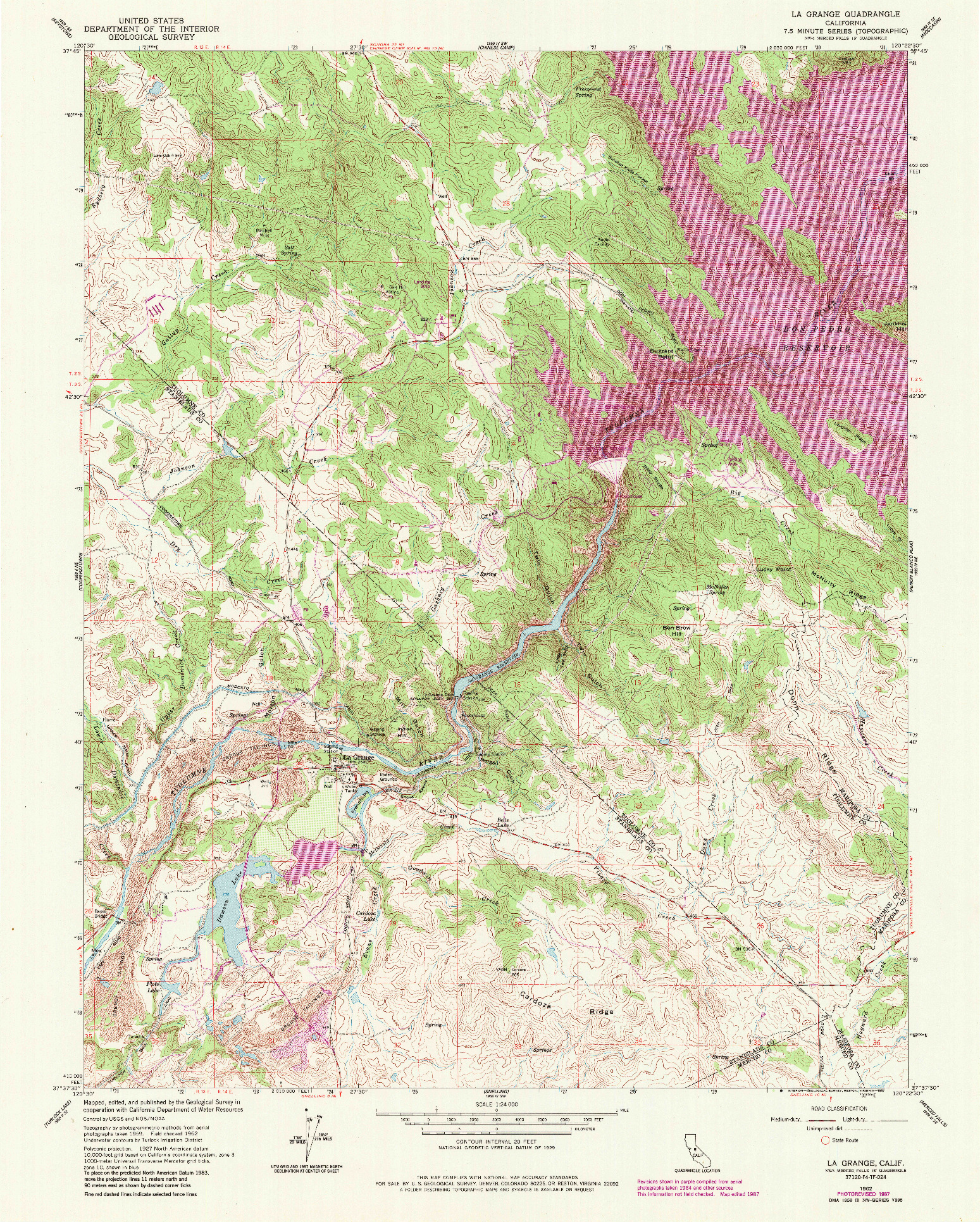 USGS 1:24000-SCALE QUADRANGLE FOR LA GRANGE, CA 1962