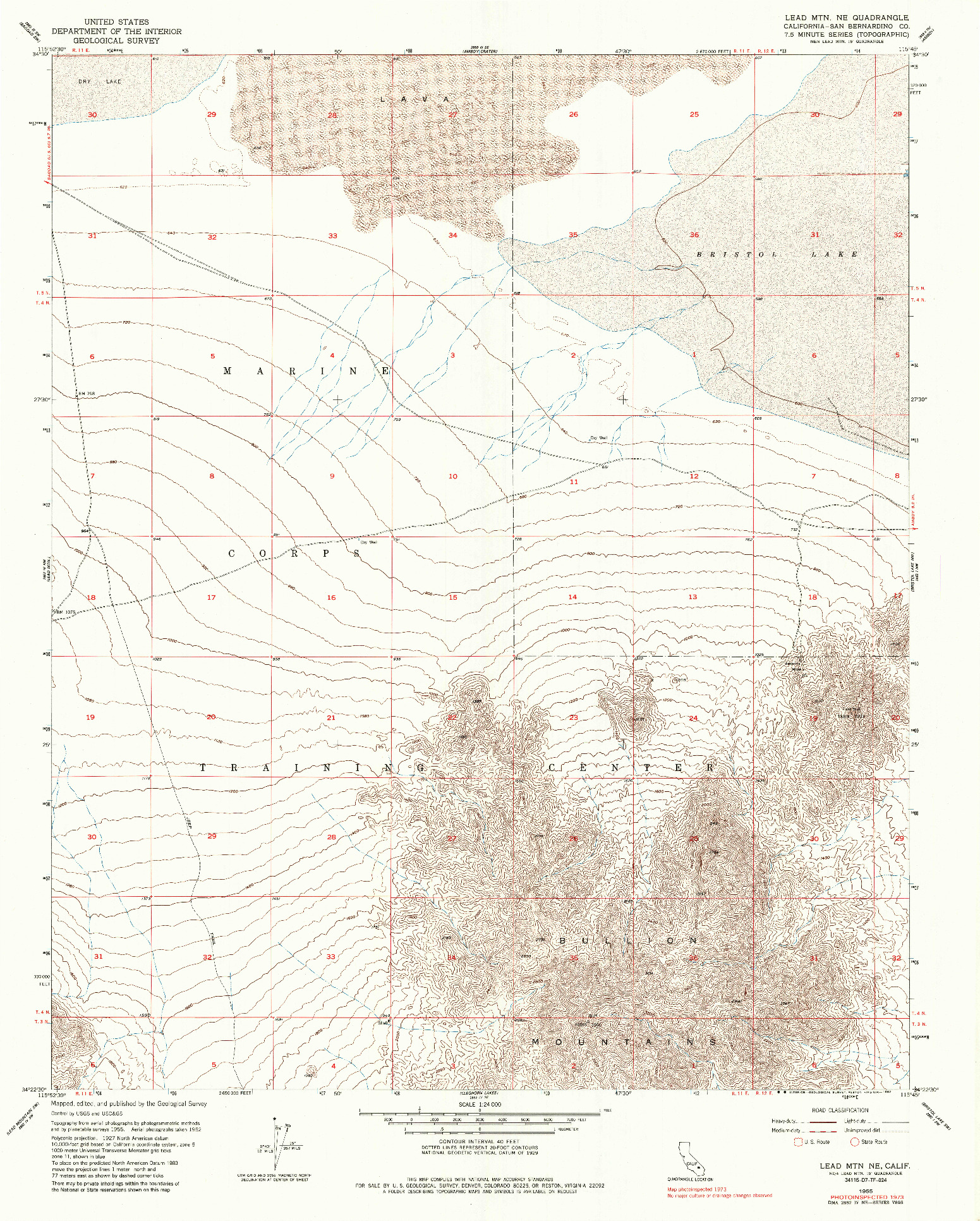 USGS 1:24000-SCALE QUADRANGLE FOR LEAD MTN NE, CA 1955