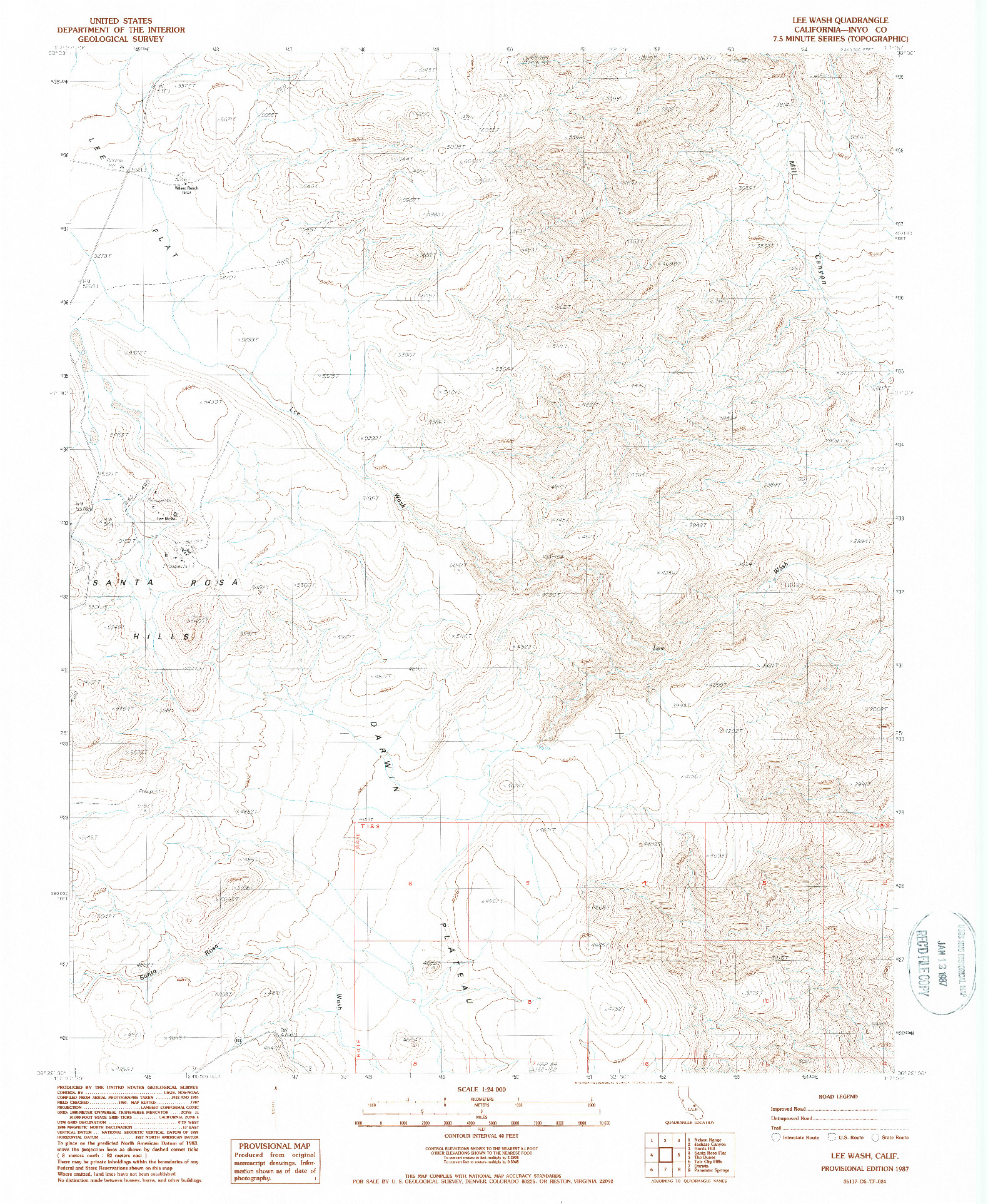 USGS 1:24000-SCALE QUADRANGLE FOR LEE WASH, CA 1987