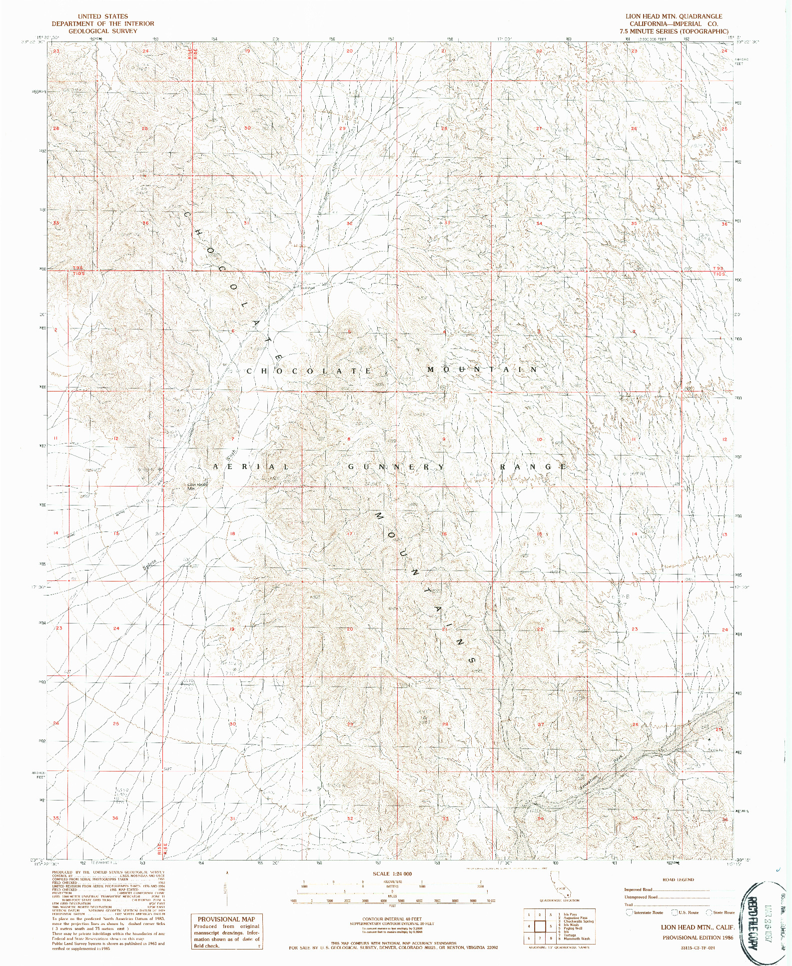 USGS 1:24000-SCALE QUADRANGLE FOR LION HEAD MOUNTAIN, CA 1986