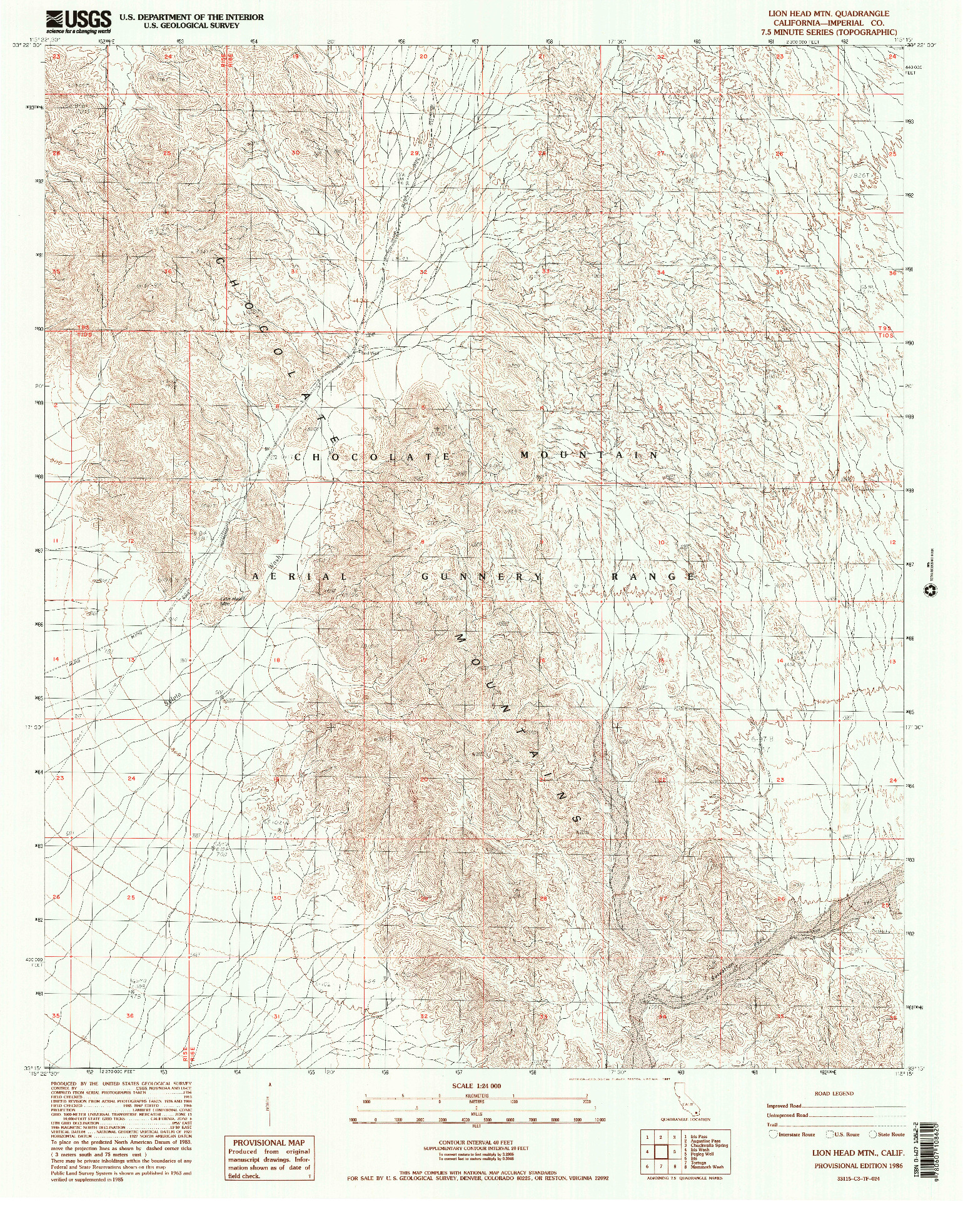 USGS 1:24000-SCALE QUADRANGLE FOR LION HEAD MTN, CA 1986