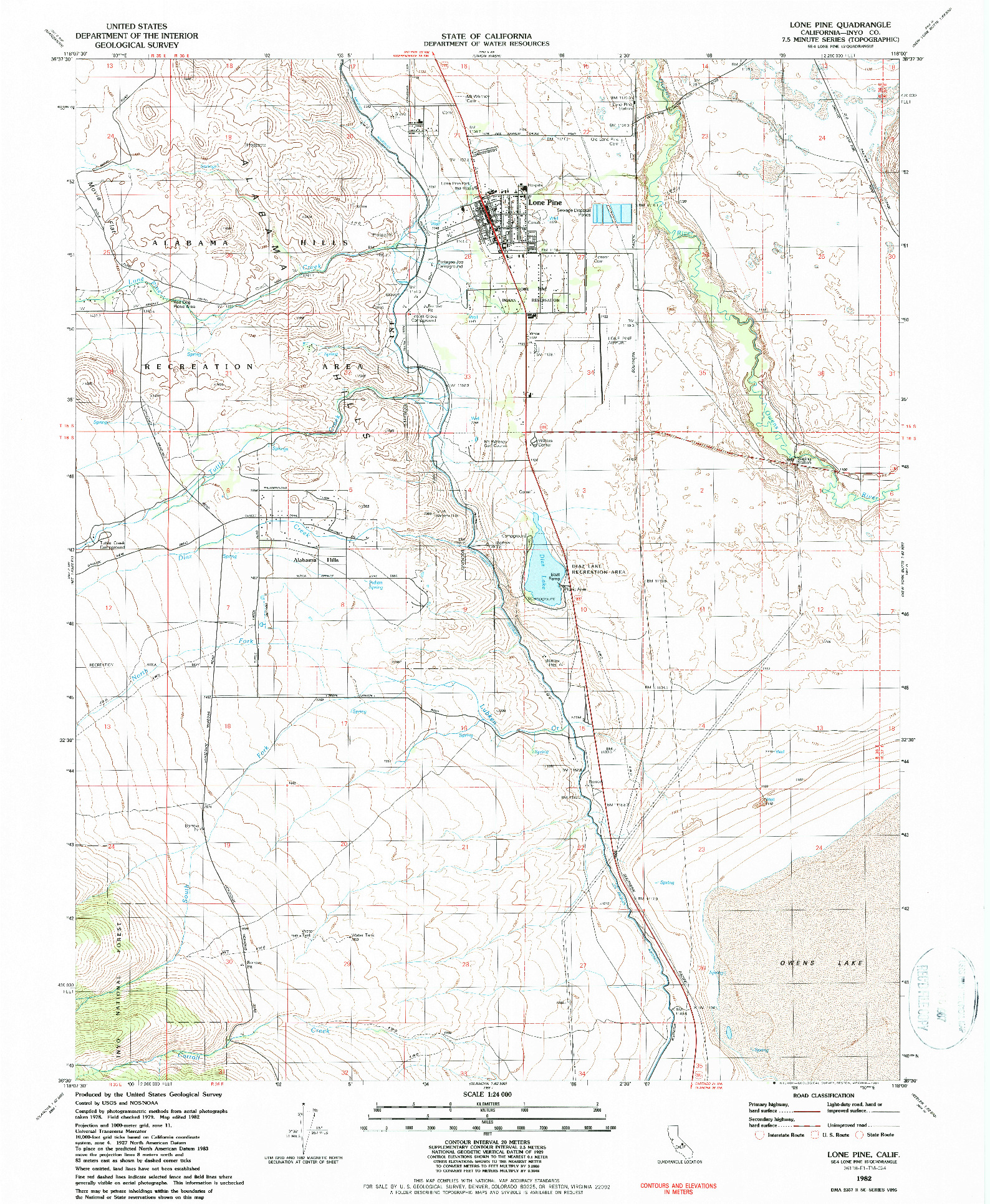 USGS 1:24000-SCALE QUADRANGLE FOR LONE PINE, CA 1982