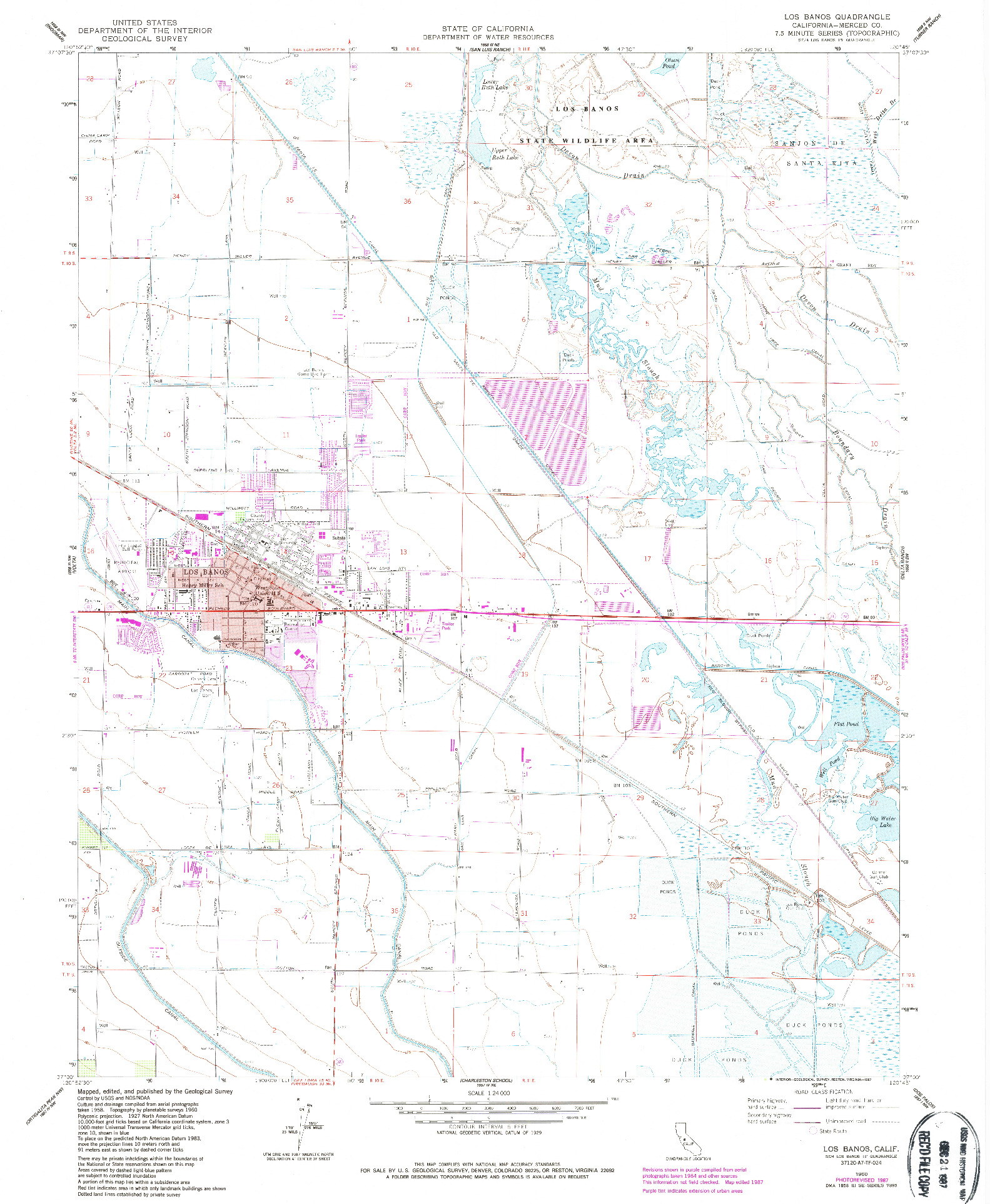 USGS 1:24000-SCALE QUADRANGLE FOR LOS BANOS, CA 1960