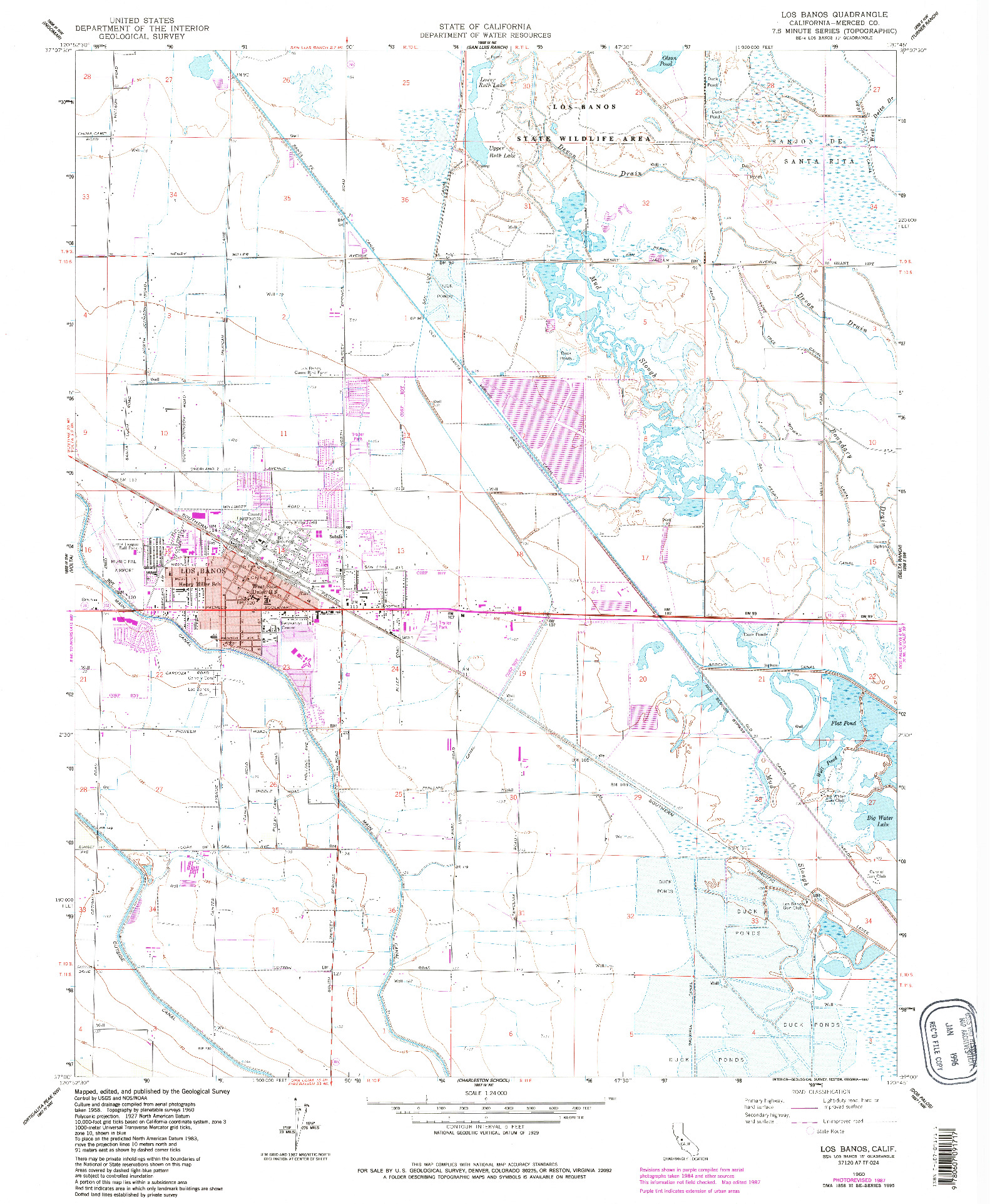 USGS 1:24000-SCALE QUADRANGLE FOR LOS BANOS, CA 1960