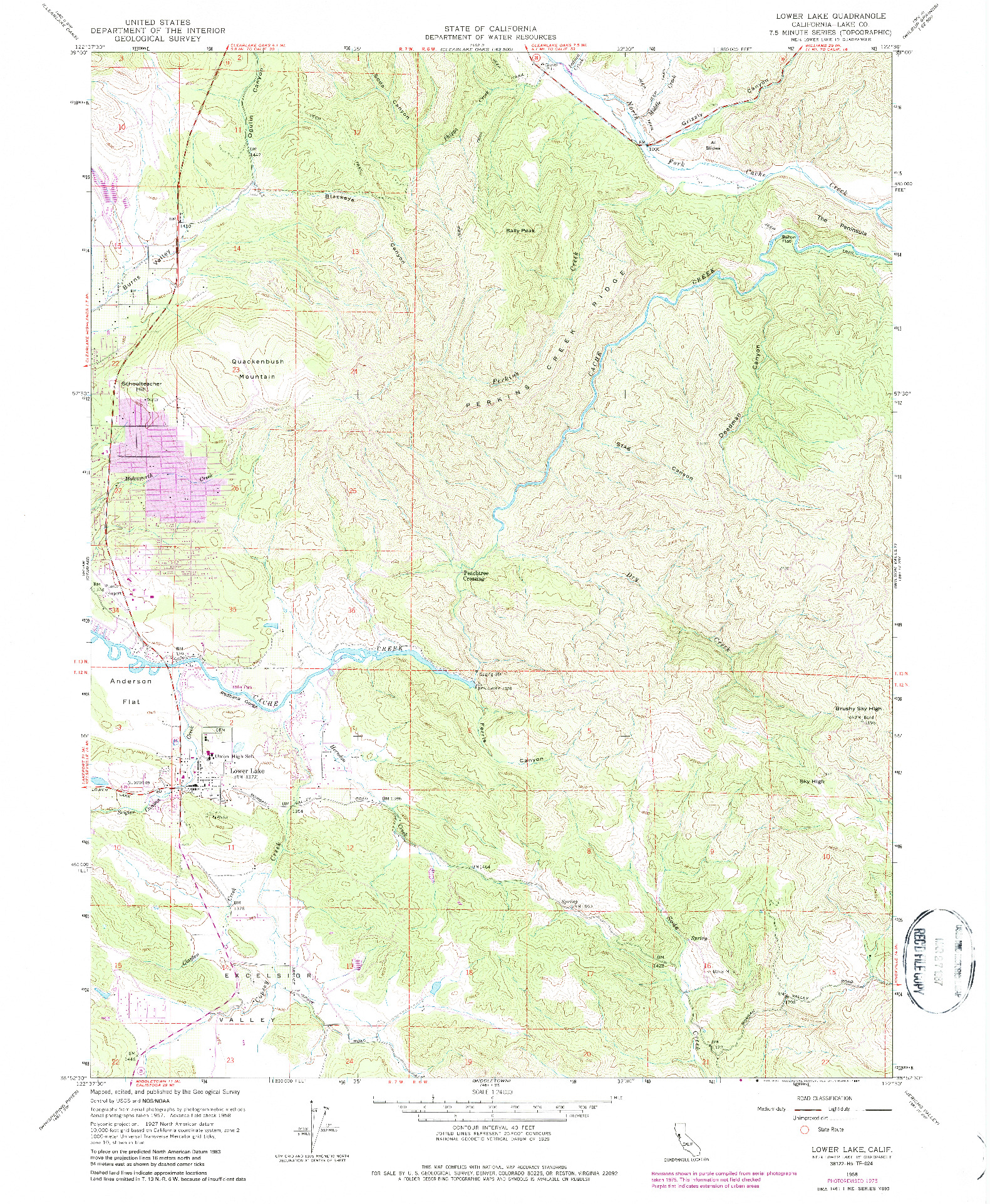 USGS 1:24000-SCALE QUADRANGLE FOR LOWER LAKE, CA 1958