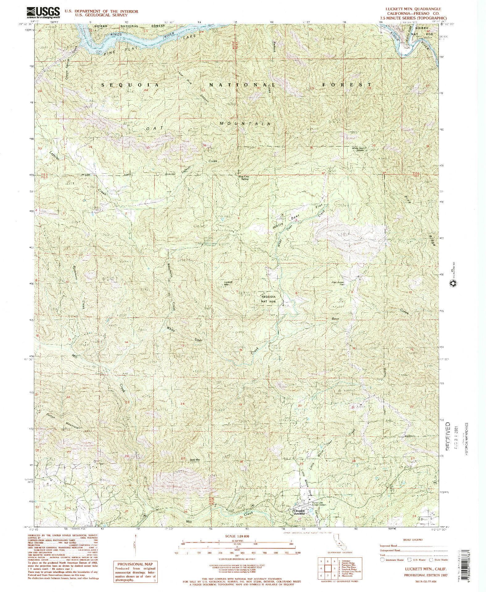 USGS 1:24000-SCALE QUADRANGLE FOR LUCKETT MOUNTAIN, CA 1987
