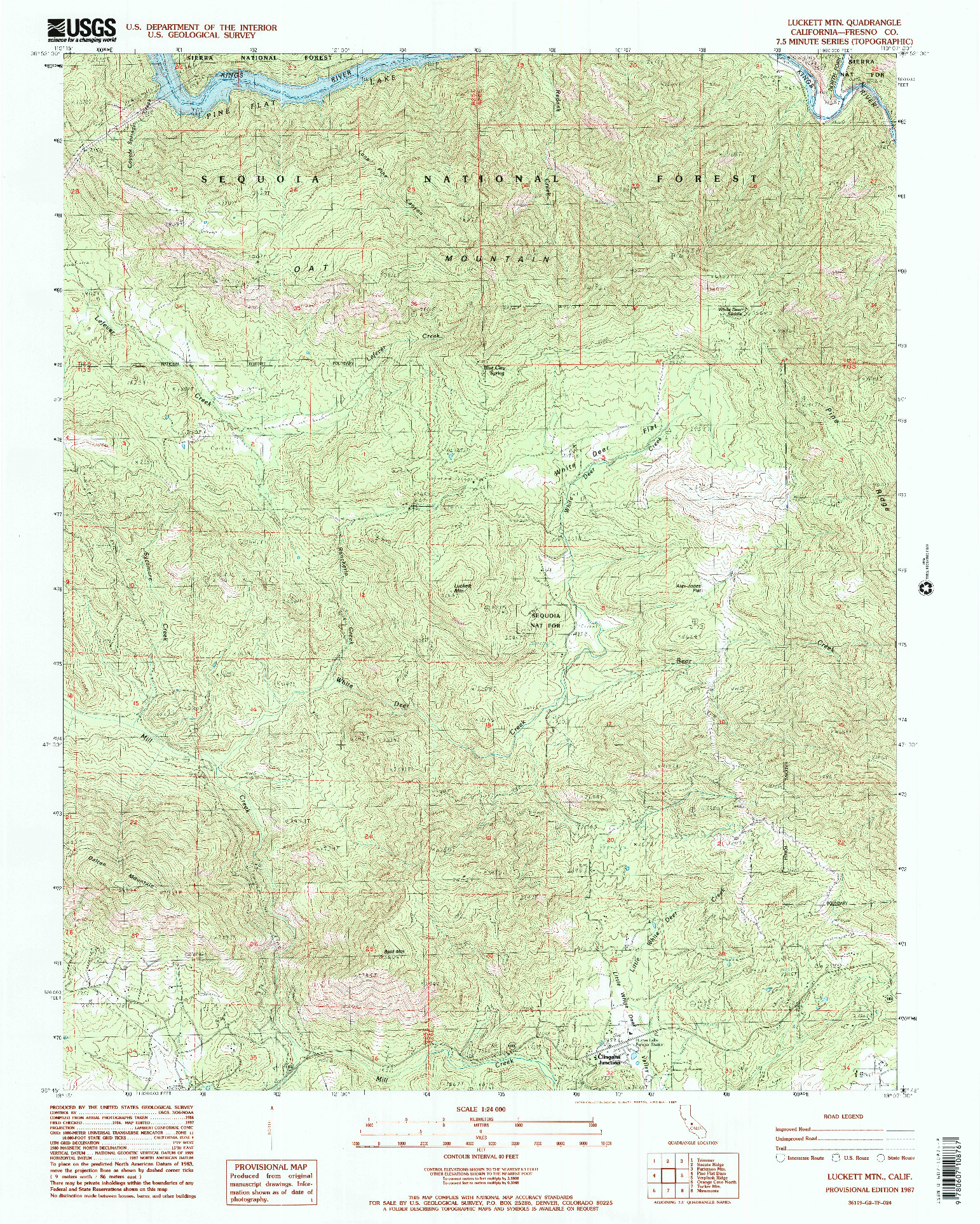 USGS 1:24000-SCALE QUADRANGLE FOR LUCKETT MTN, CA 1987