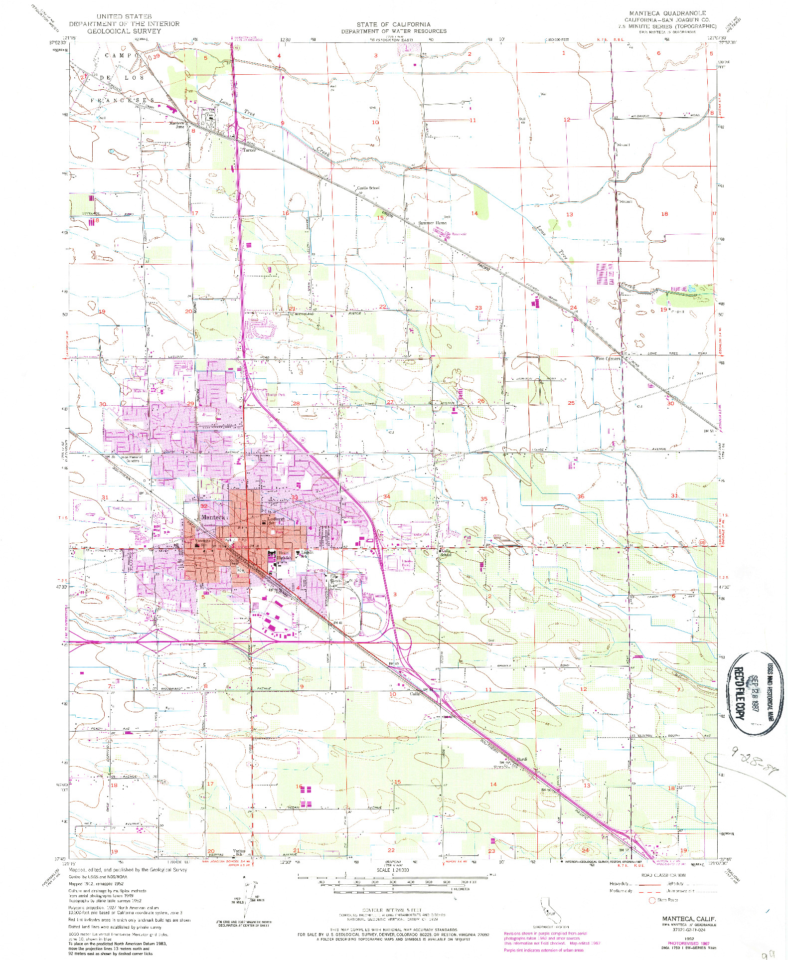 USGS 1:24000-SCALE QUADRANGLE FOR MANTECA, CA 1952