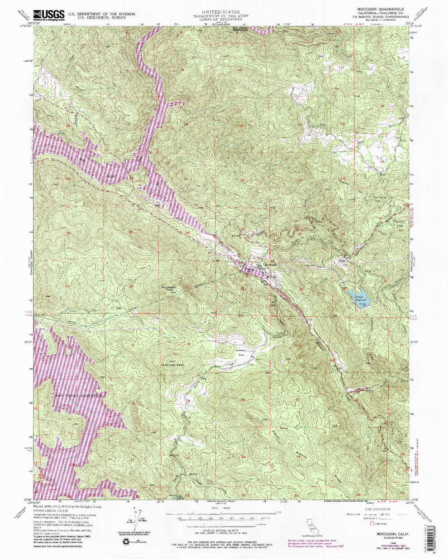 USGS 1:24000-SCALE QUADRANGLE FOR MOCCASIN, CA 1948