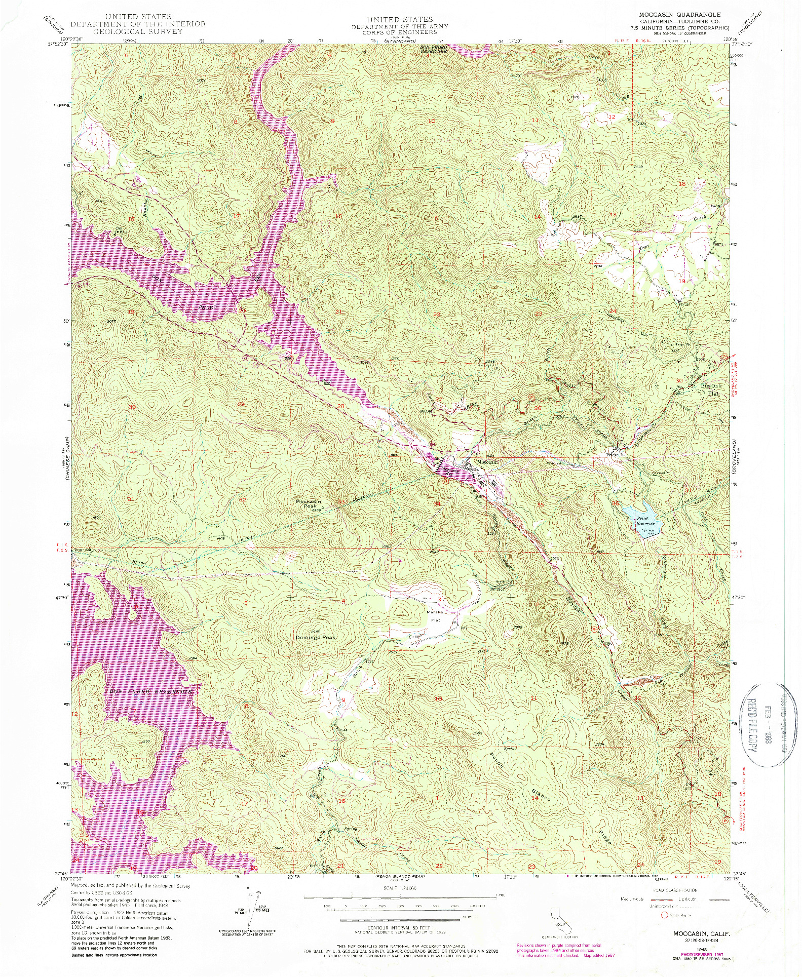 USGS 1:24000-SCALE QUADRANGLE FOR MOCCASIN, CA 1948