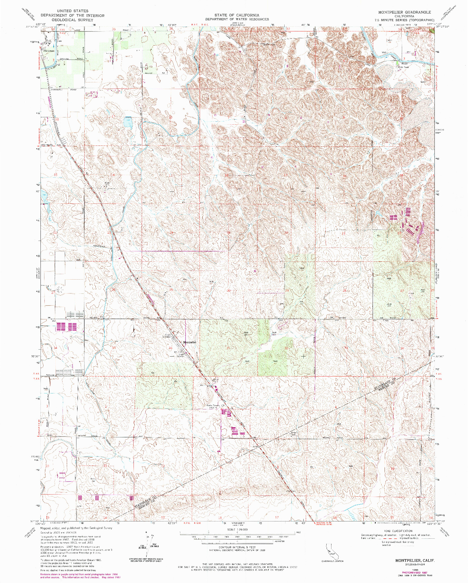 USGS 1:24000-SCALE QUADRANGLE FOR MONTPELIER, CA 1968