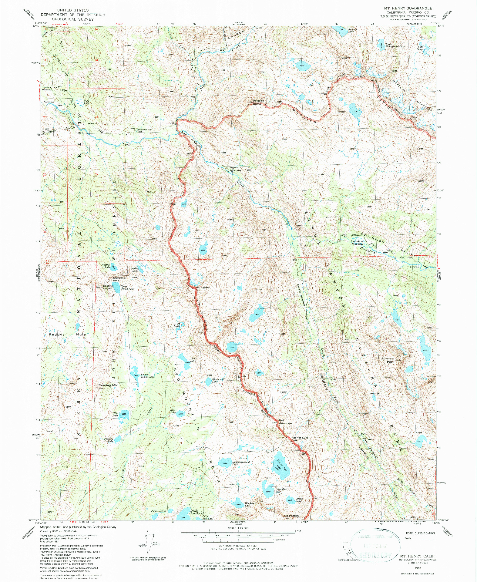 USGS 1:24000-SCALE QUADRANGLE FOR MT. HENRY, CA 1983